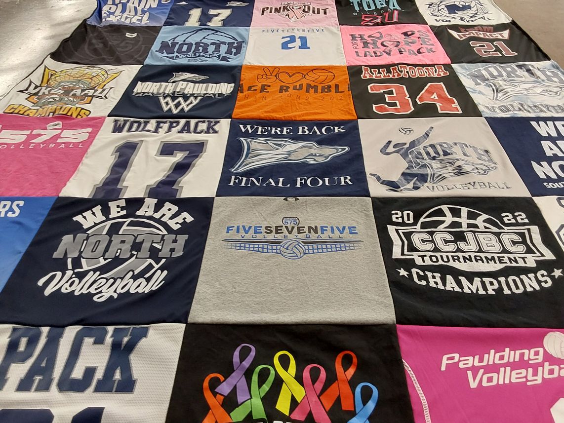 T-shirt quilt featuring north volleyball team, wolfpack team by Amanda from GA