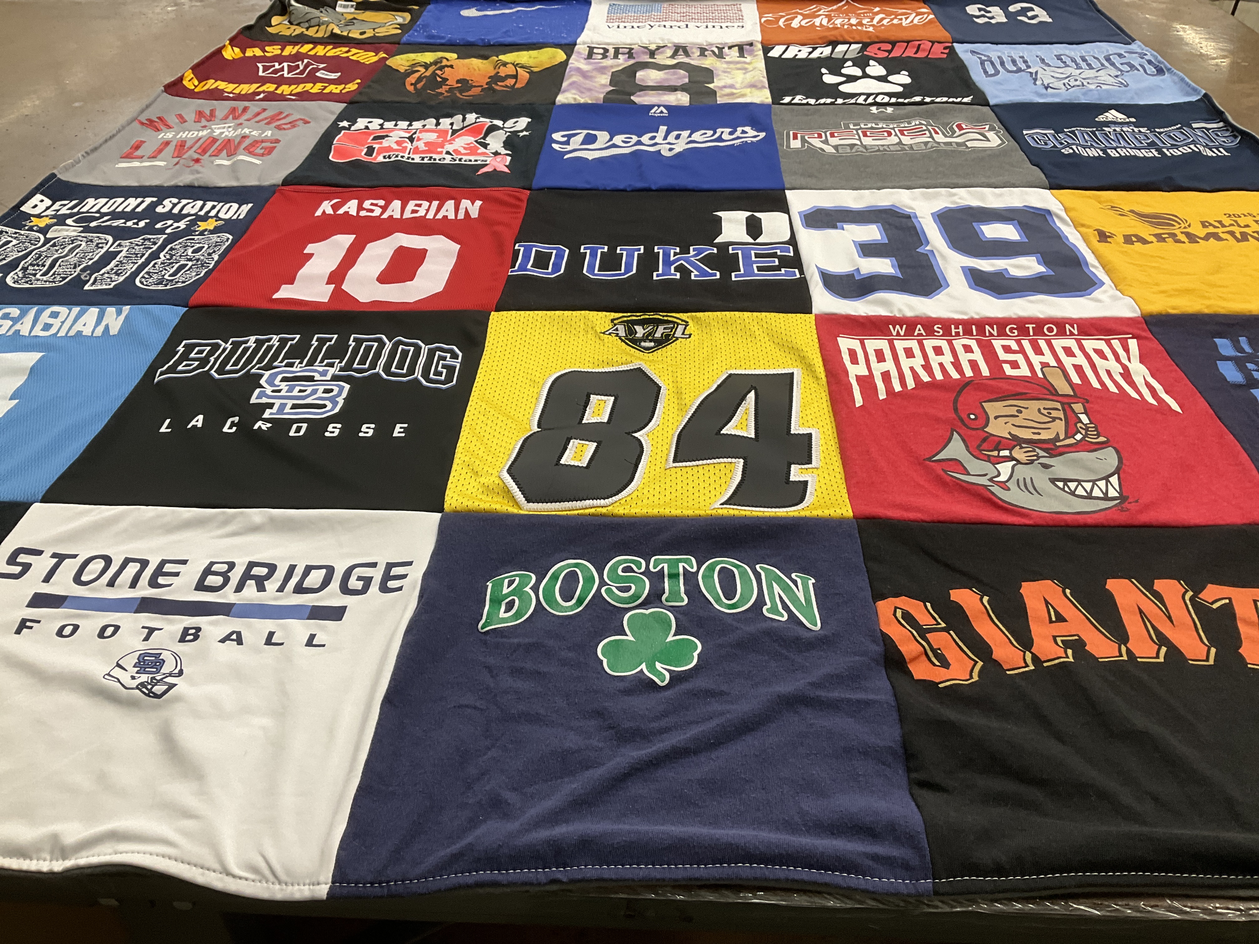 T-shirt quilt featuring boston college, los angeles dodgers by Christina from VA