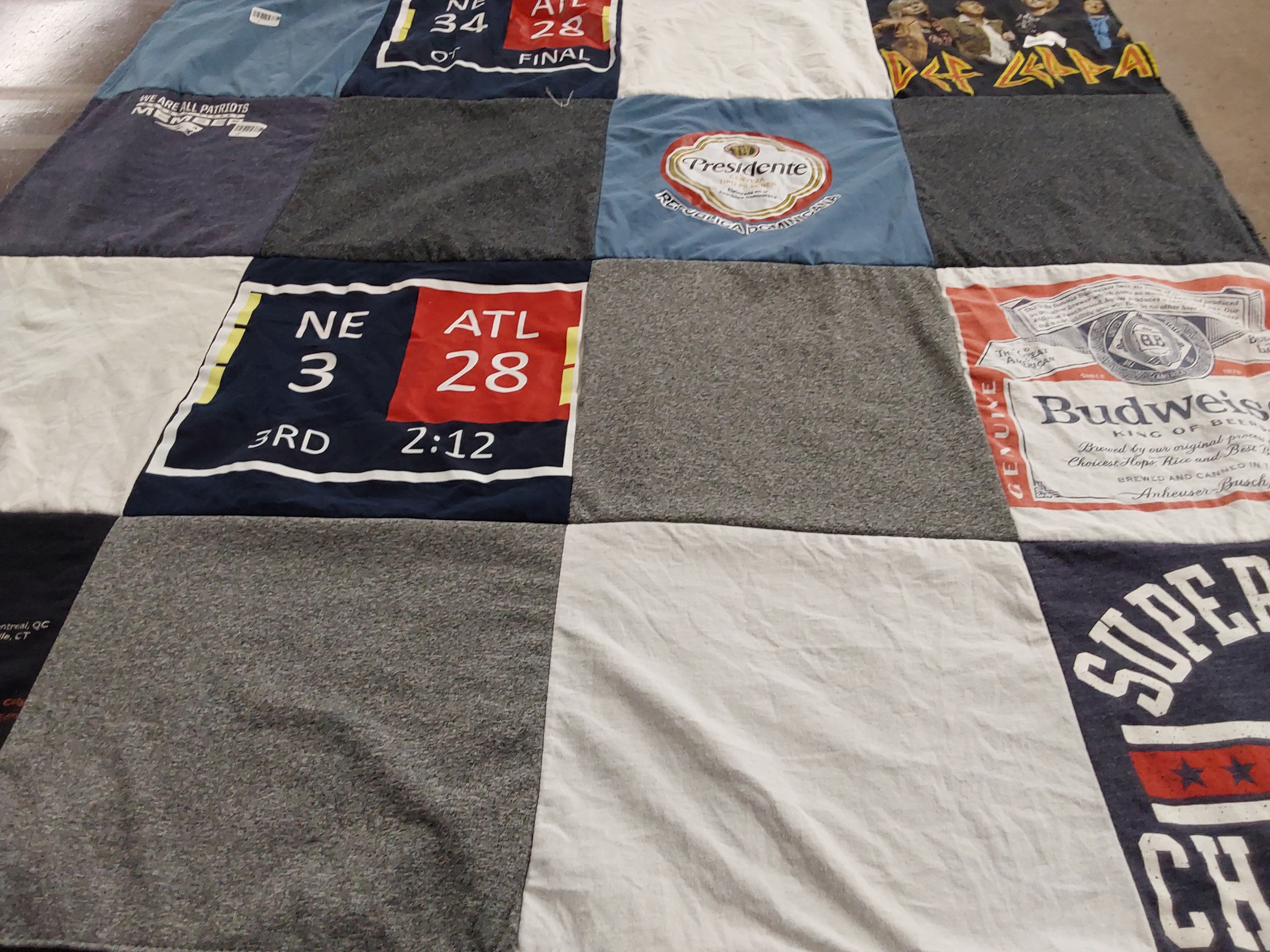 T-shirt quilt featuring new england patriots, atlanta falcons by Lauren from MA