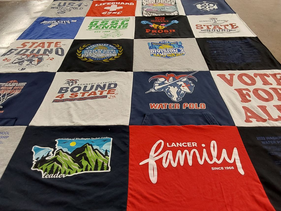 T-shirt quilt featuring kennedy catholic high school water polo by Caroline from WA