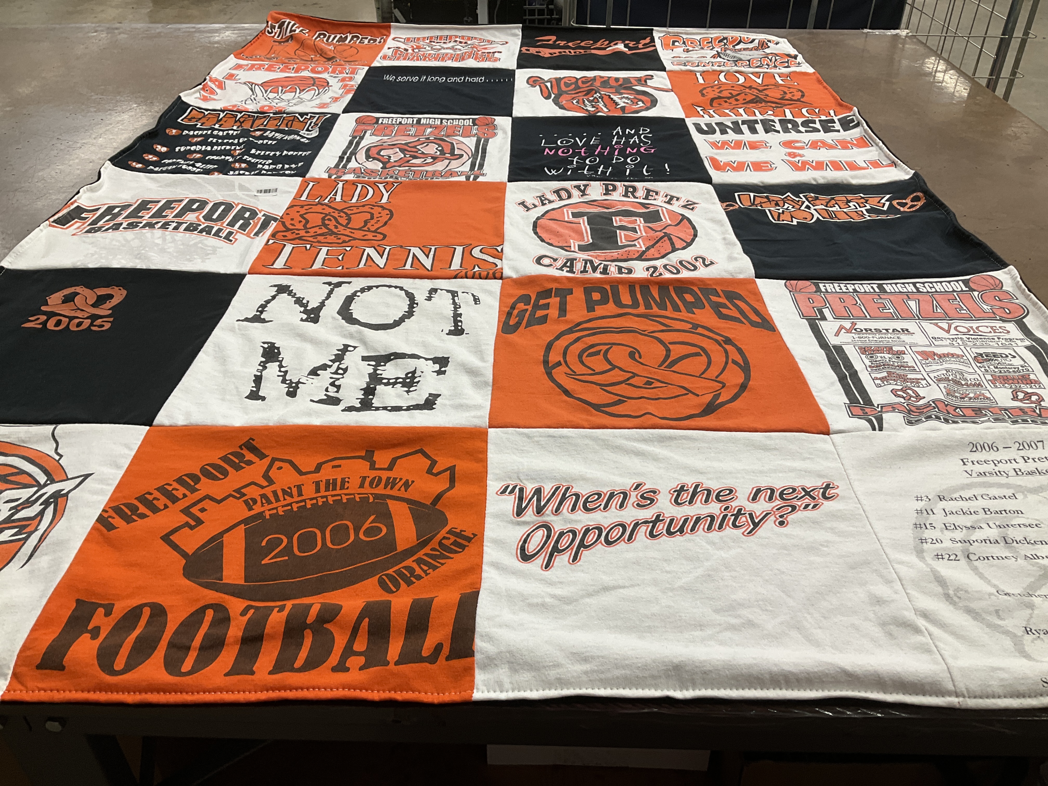T-shirt quilt from freeport high school by Elyssa from IL