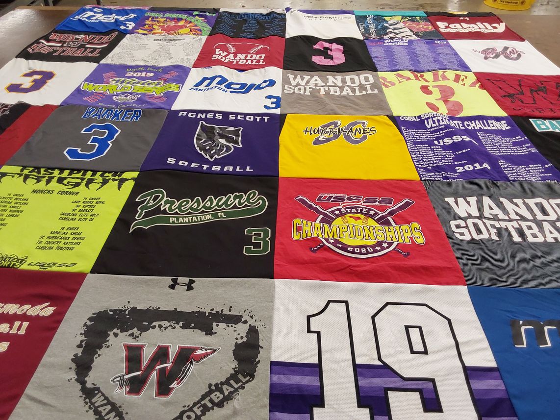 T-shirt quilt featuring wandos softball by Mercedes from SC