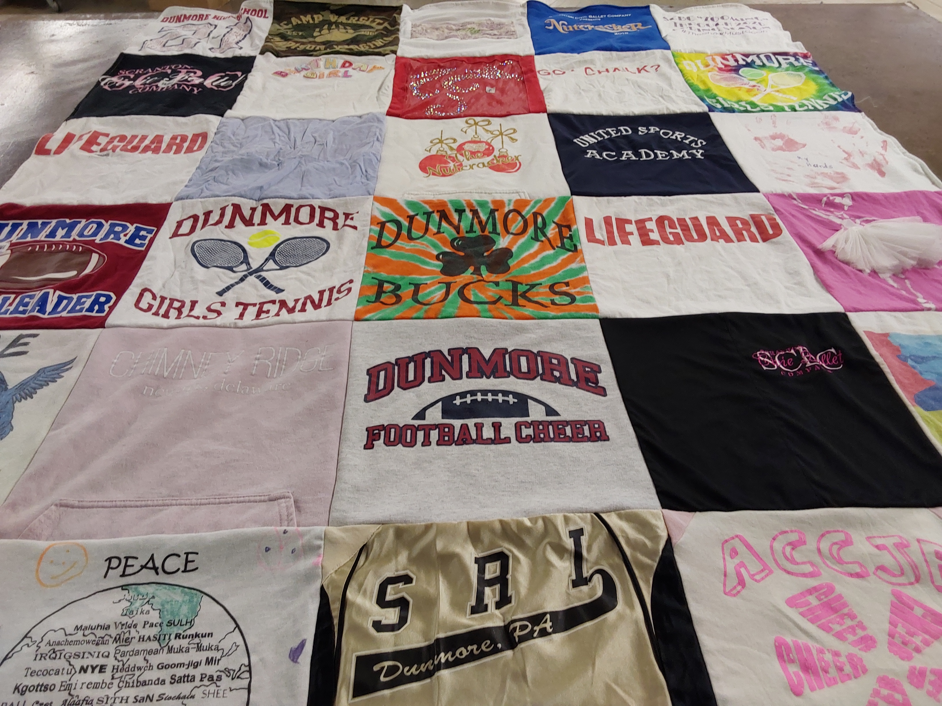 T-shirt quilt featuring dunmore football team, dunmore girls tennis team by Jennifer from PA