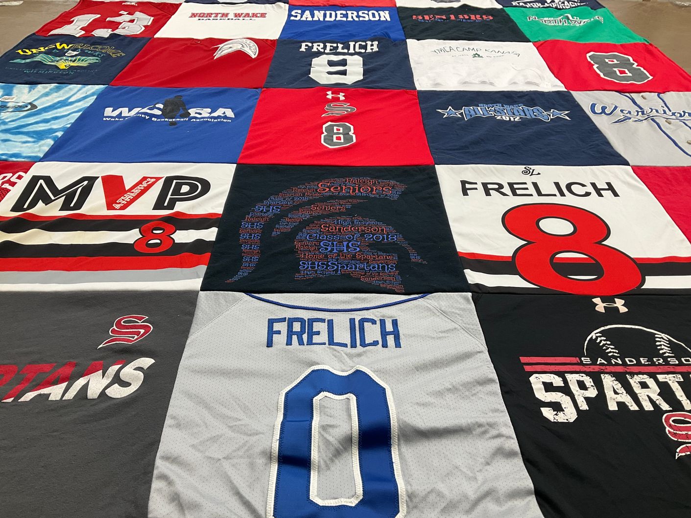 T-shirt quilt featuring sanderson spartans by Sara from NC