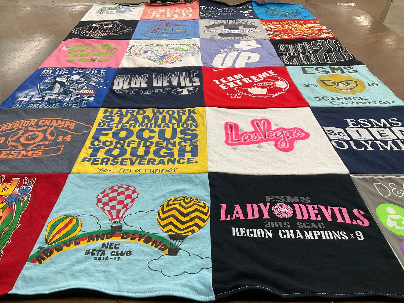 T-shirt quilt featuring lady devils by Aleta from GA