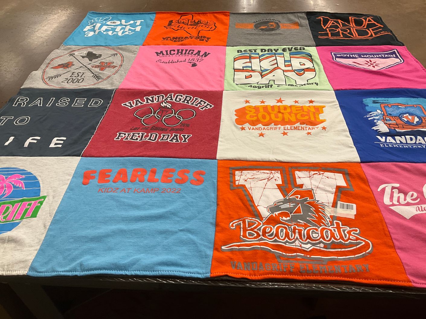 T-shirt quilt featuring vandagriff bearcats by Connie from TX