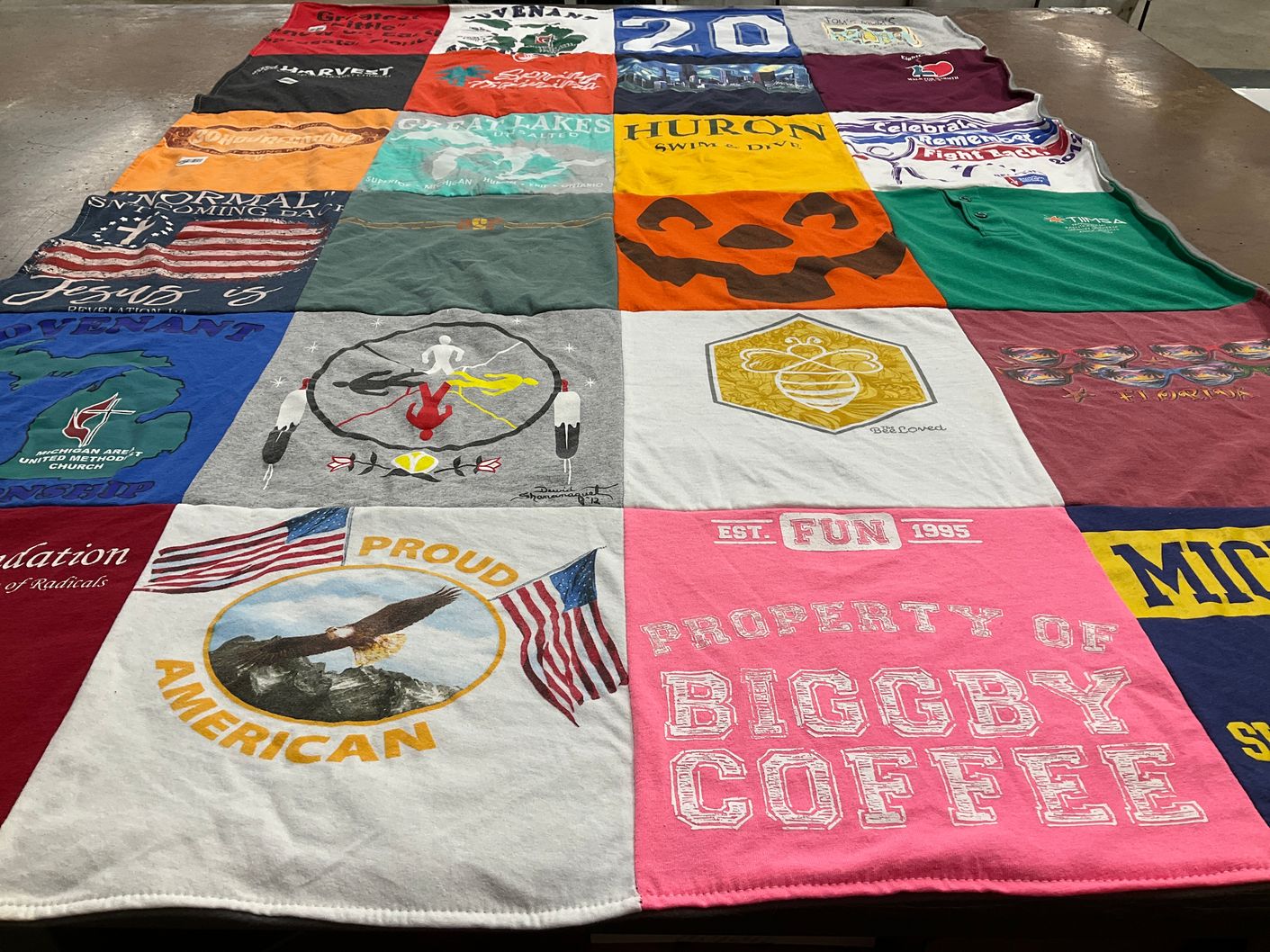 T-shirt quilt from huron swim and dive, michigan state university by Jana from MI