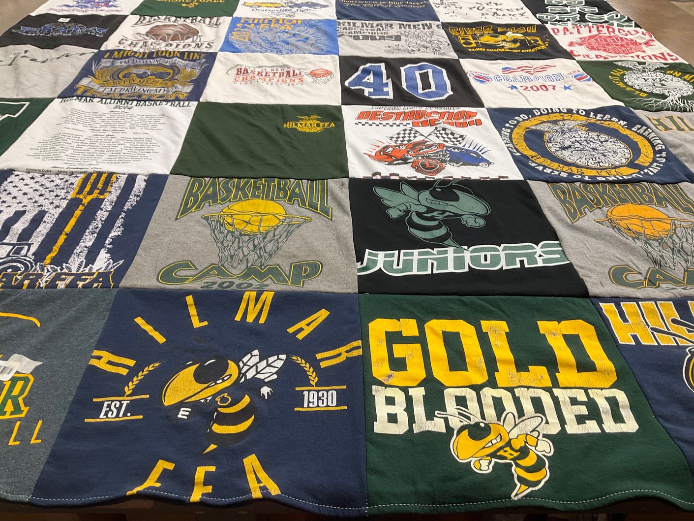 T-shirt quilt featuring hillman basketball team by Susie from CA