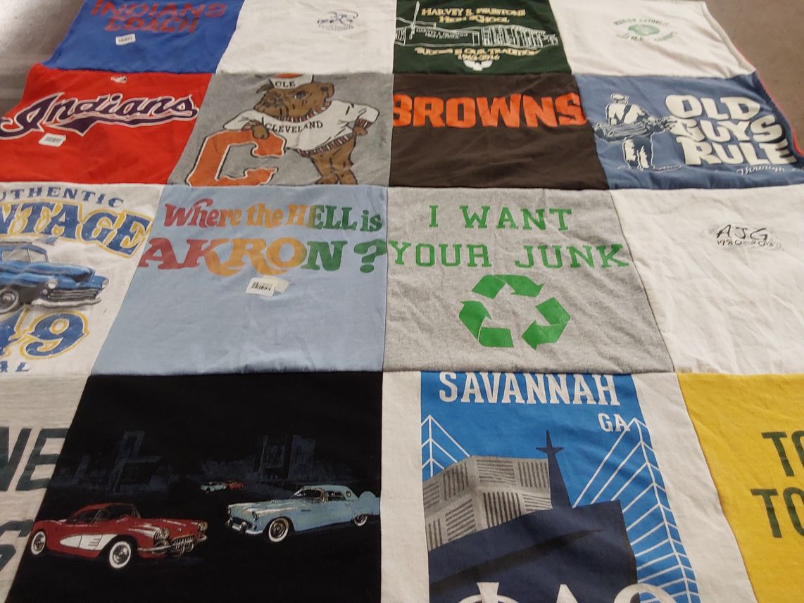 T-shirt quilt featuring indains, browns by Jessica from OH