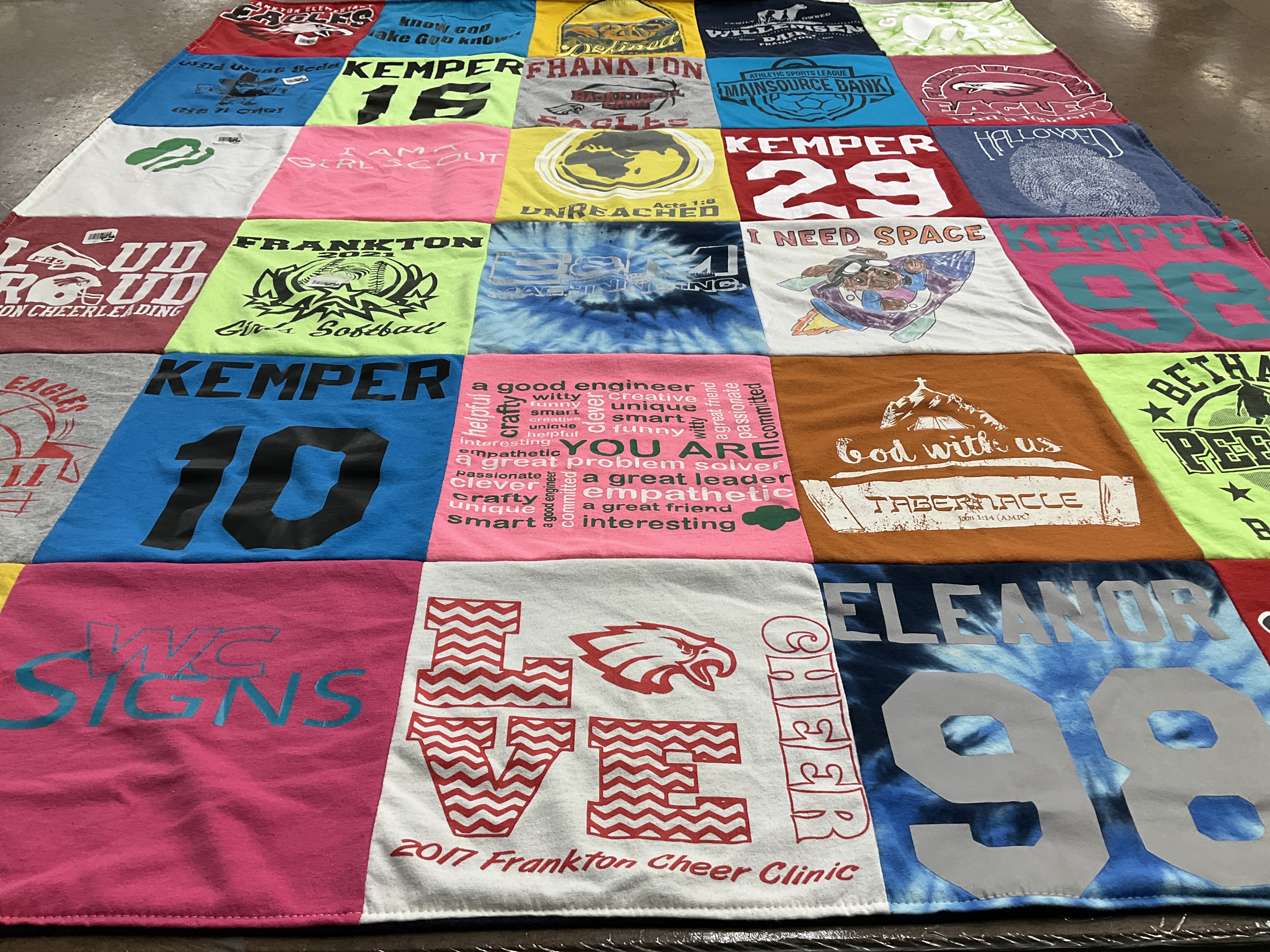 T-shirt quilt featuring frankton eagles, kemper eagles by April from IN