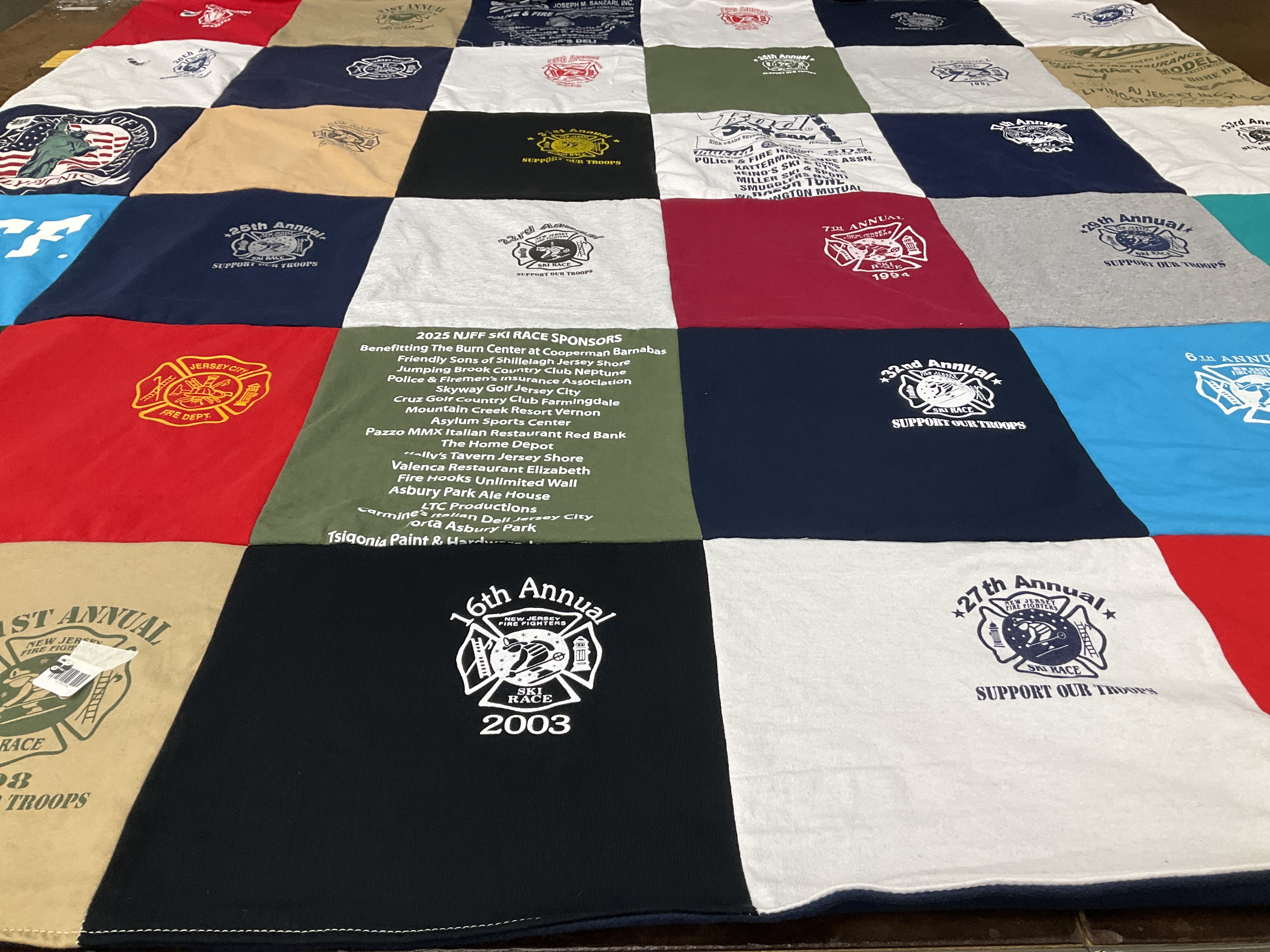 T-shirt quilt with skiing, supporting military themes by Mark from NJ