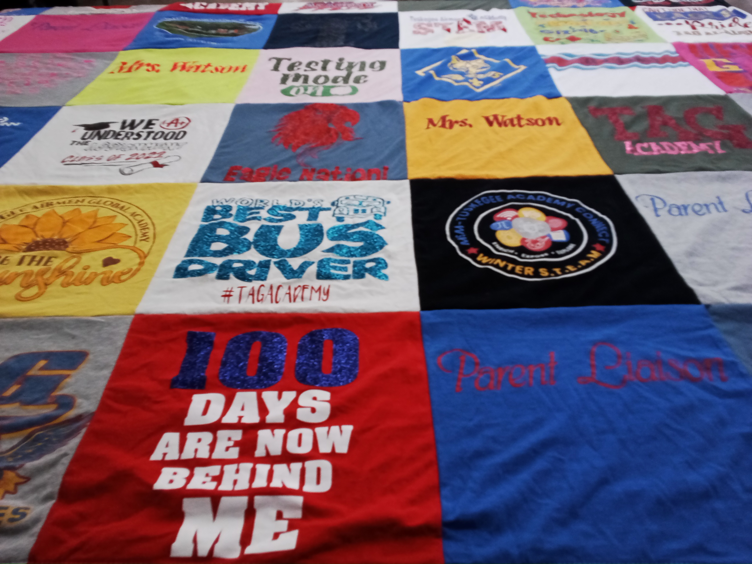T-shirt quilt with education, parenting themes by LADONIA from GA