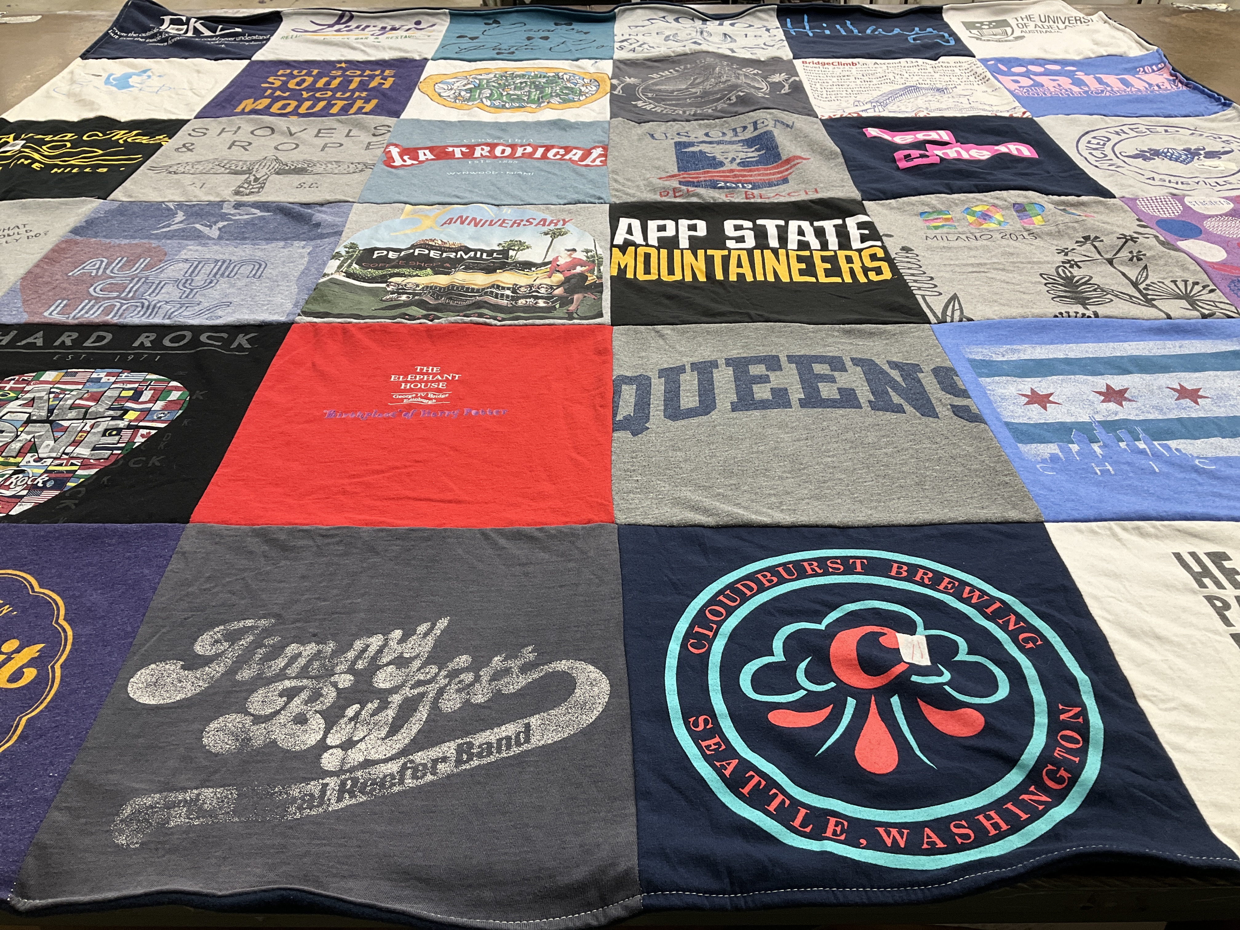 T-shirt quilt from appalachian state university, queens university by Amy from NC