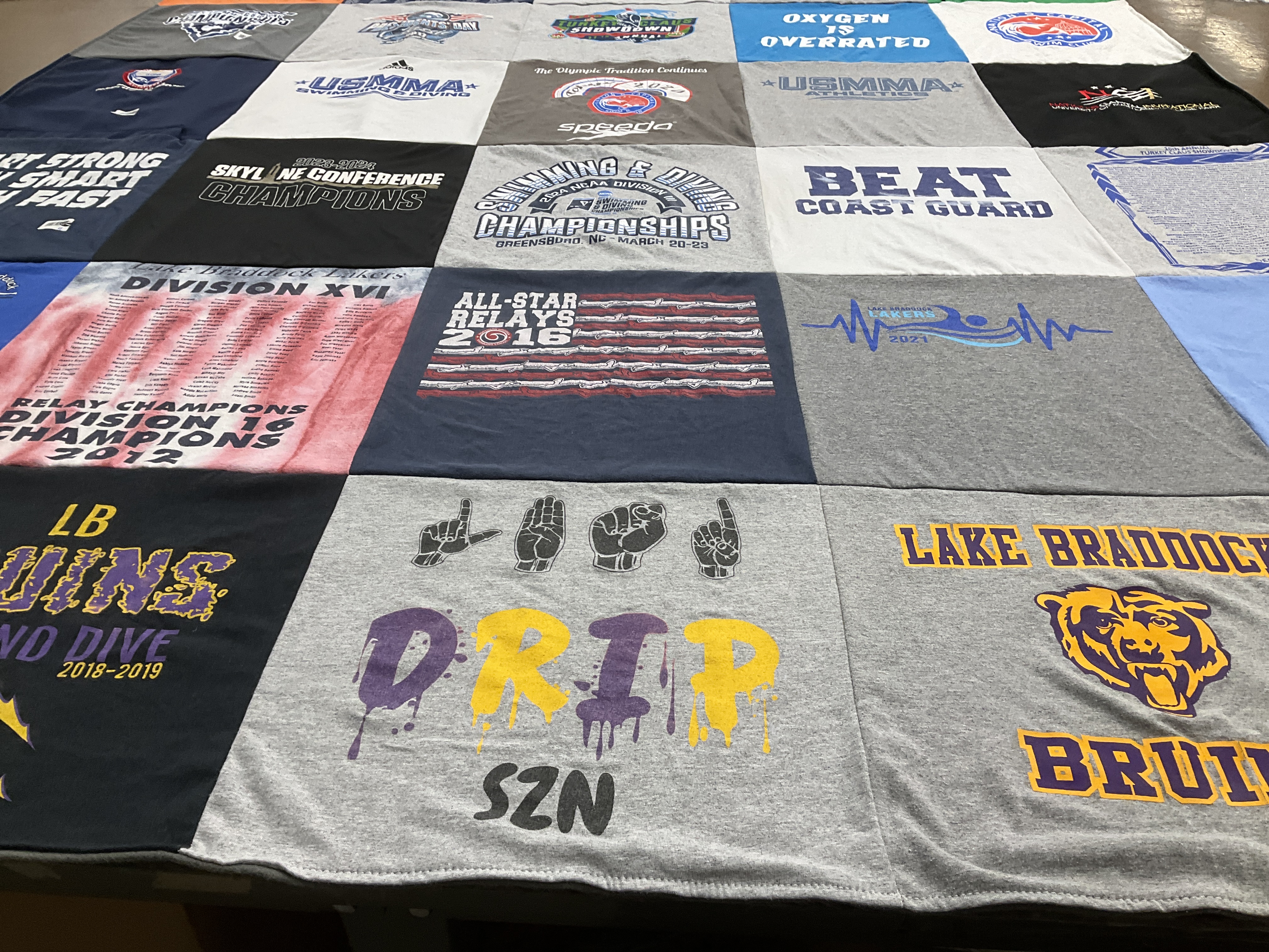 T-shirt quilt featuring lake braddock high school swim and dive by Susan from VA