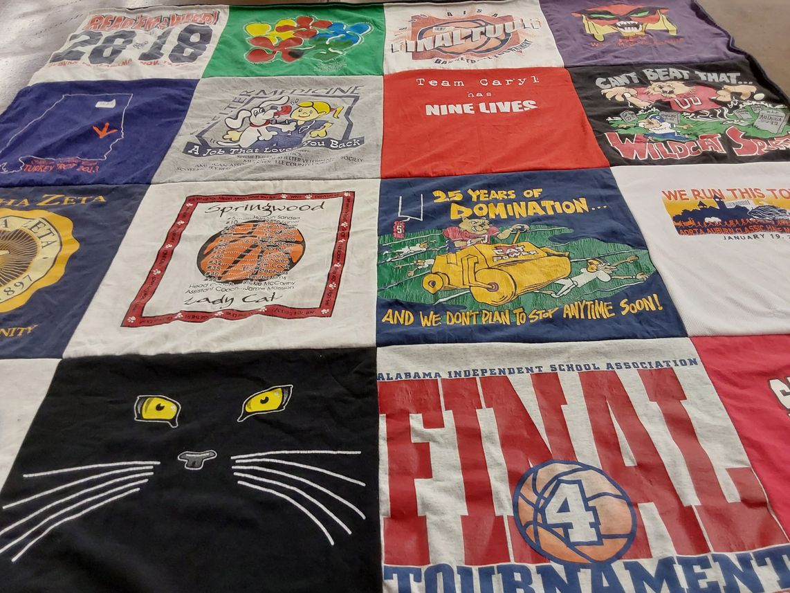 T-shirt quilt featuring wildcats by Lauren from AL