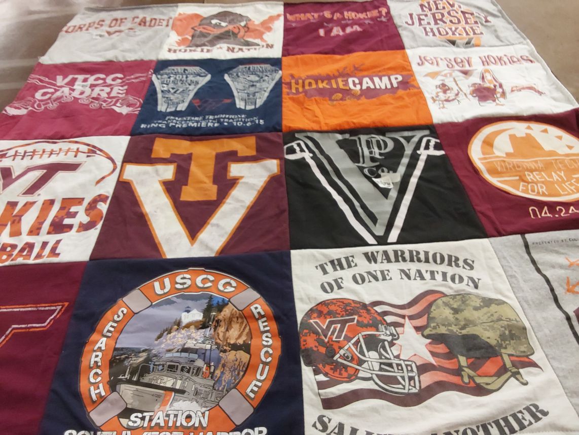 T-shirt quilt featuring virginia tech hokies football by Mary Ann from VA
