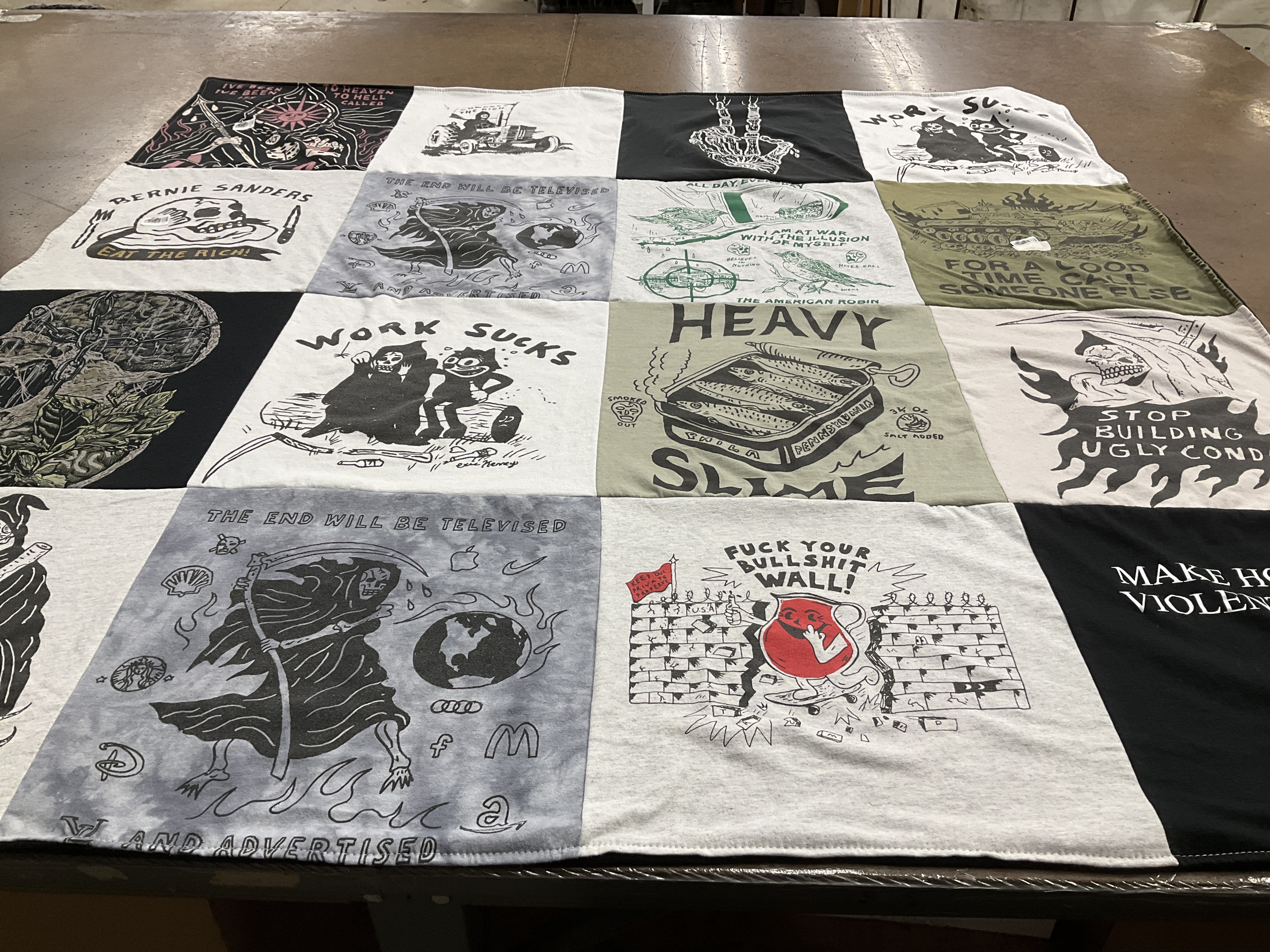 T-shirt quilt with politics, activism themes by Jessica from CA