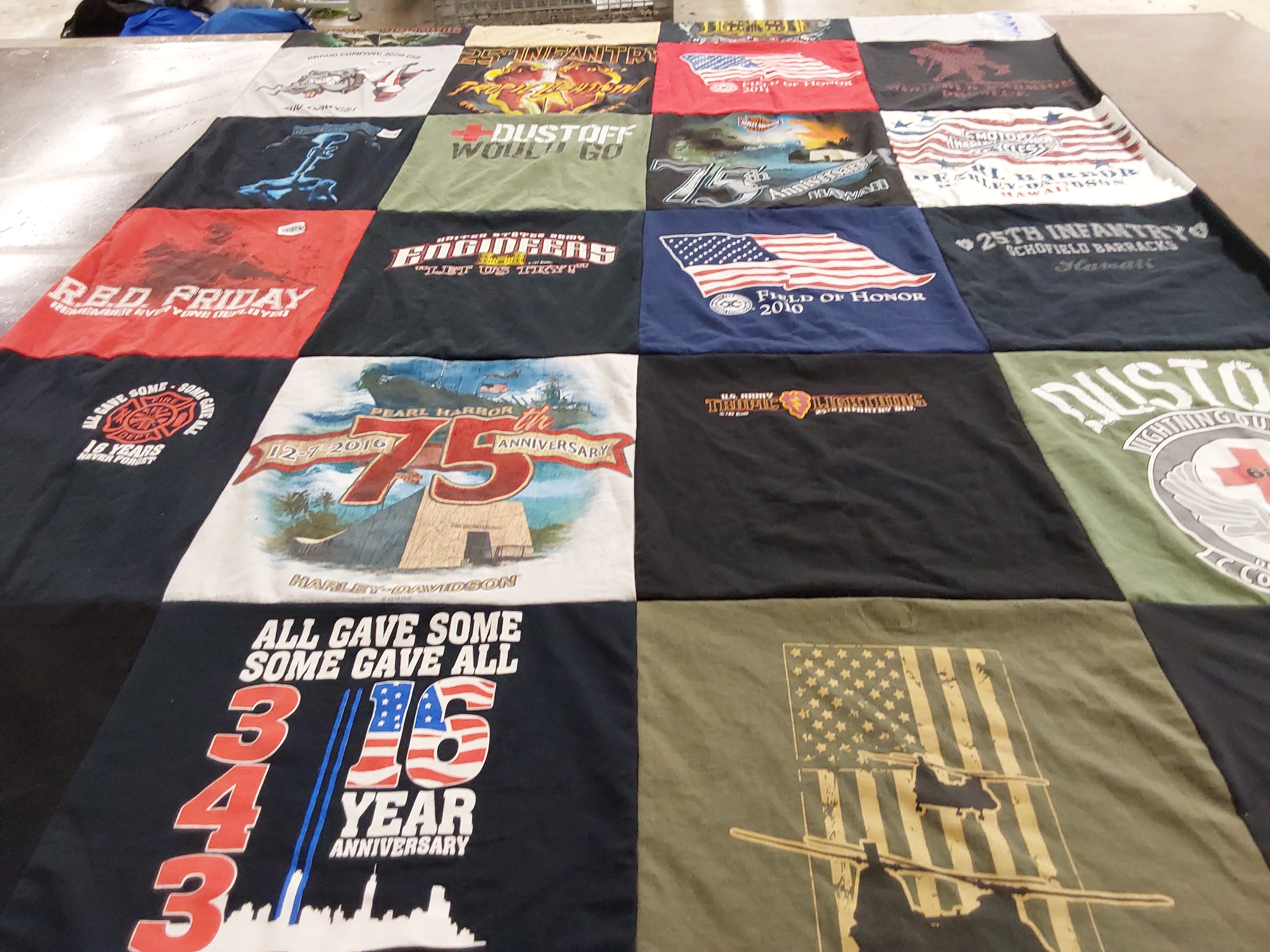 T-shirt quilt with military, history themes by Tammy from AZ