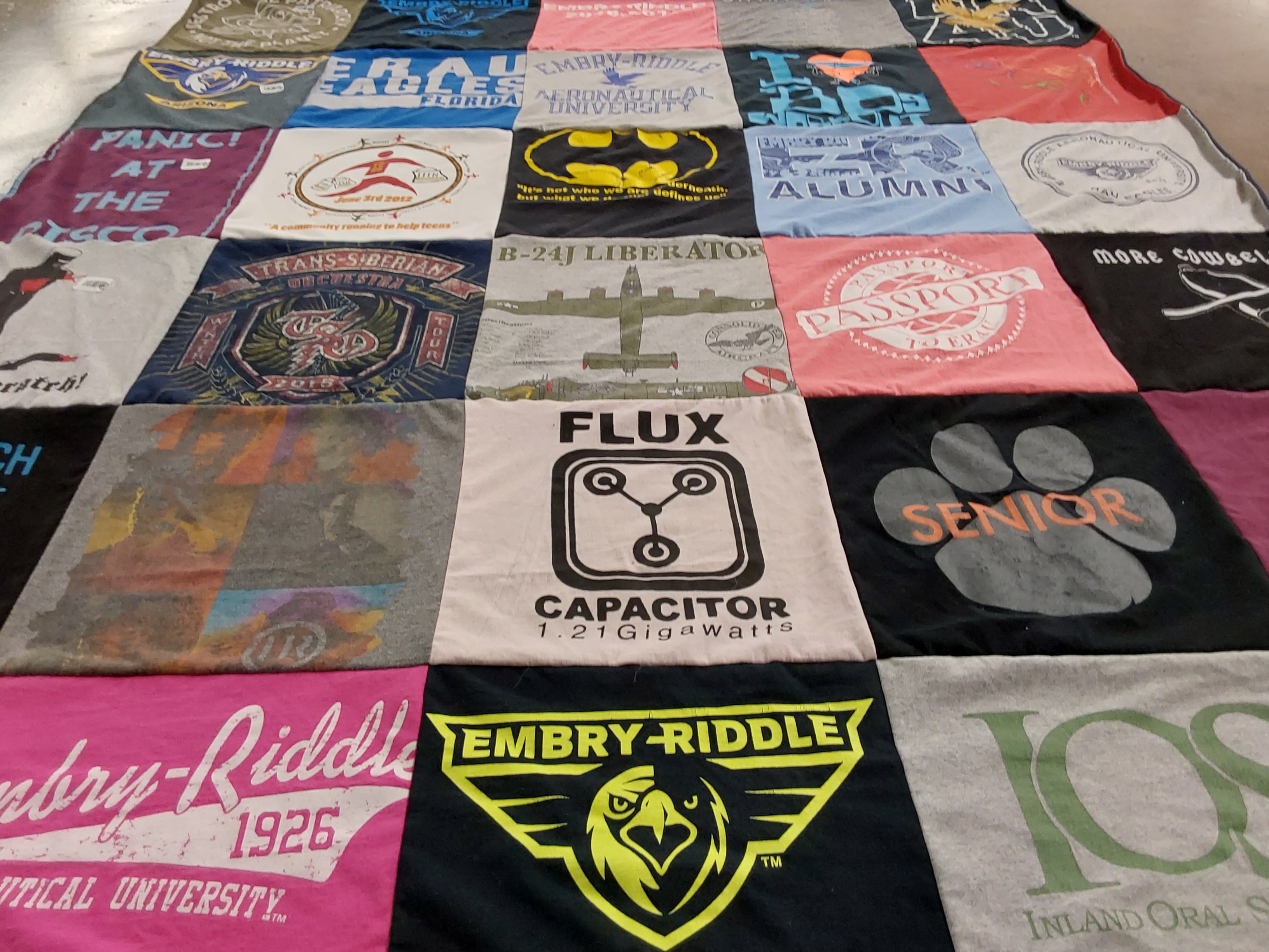 T-shirt quilt from embry-riddle aeronautical university by Allison from CO