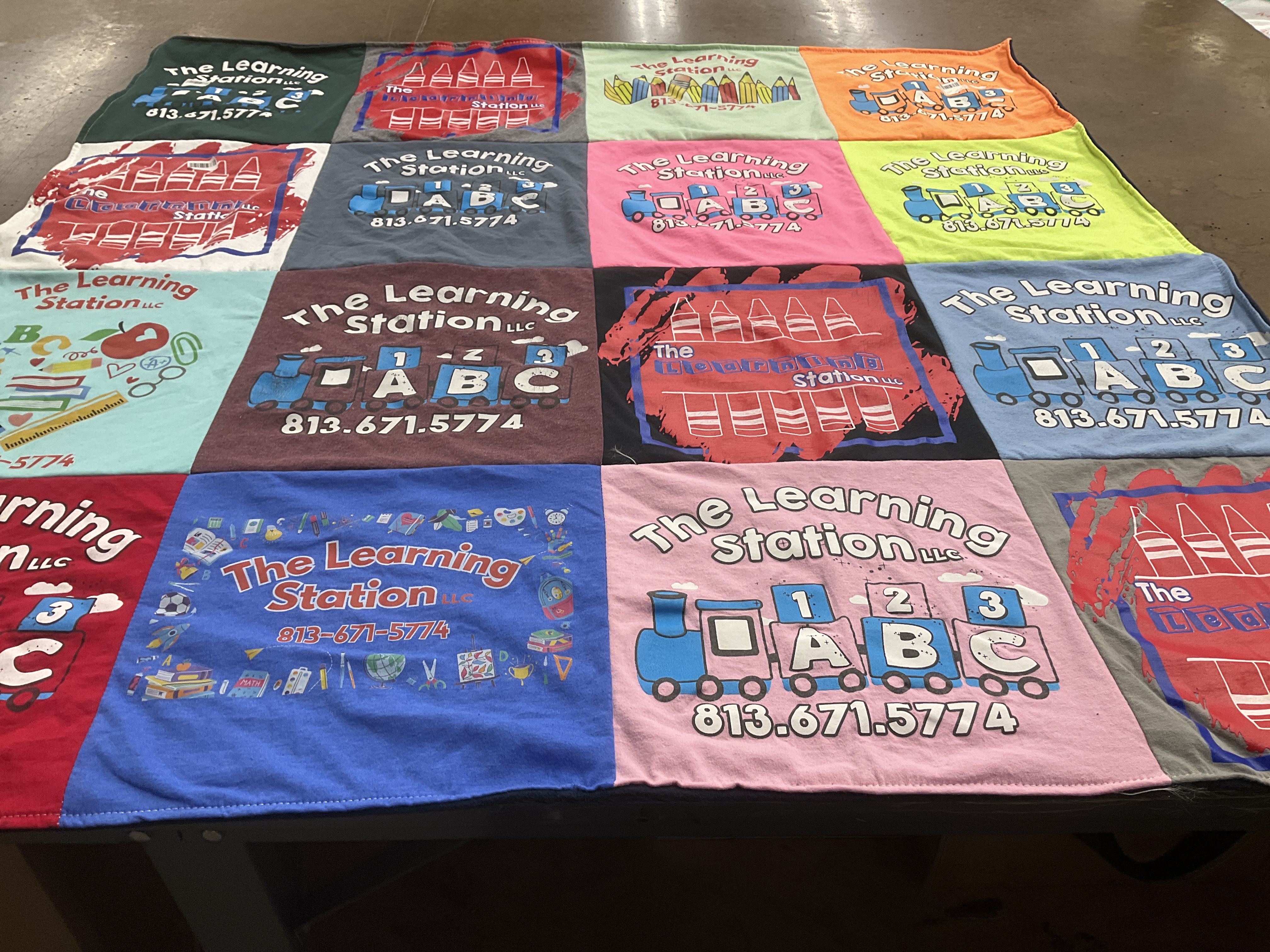 T-shirt quilt with education, children themes by Hannah from FL