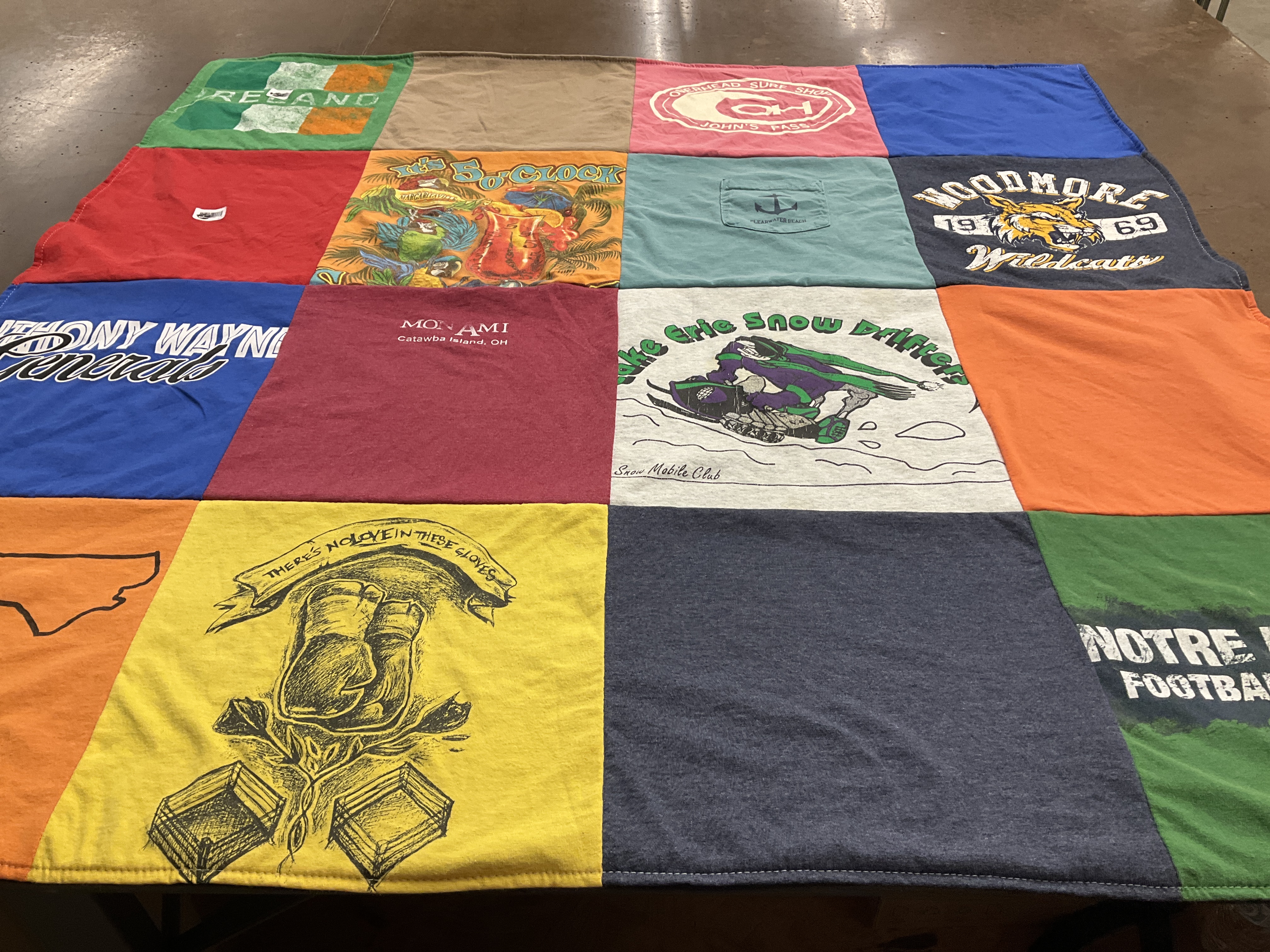 T-shirt quilt featuring notre dame football by Gay from OH