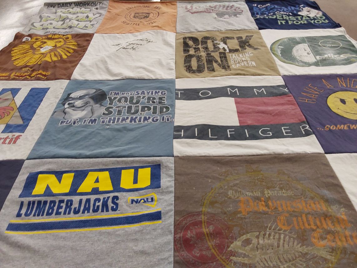 T-shirt quilt featuring northern arizona university lumberjacks by Carol from NV