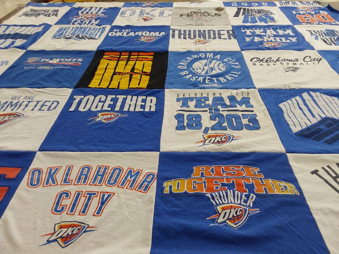 T-shirt quilt featuring oklahoma city thunder by Christie from OK