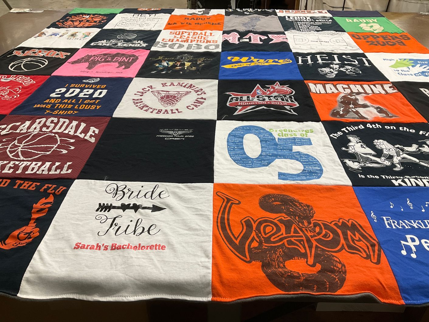 T-shirt quilt from greenwich high school, scarsdale high school by Joanna from OH