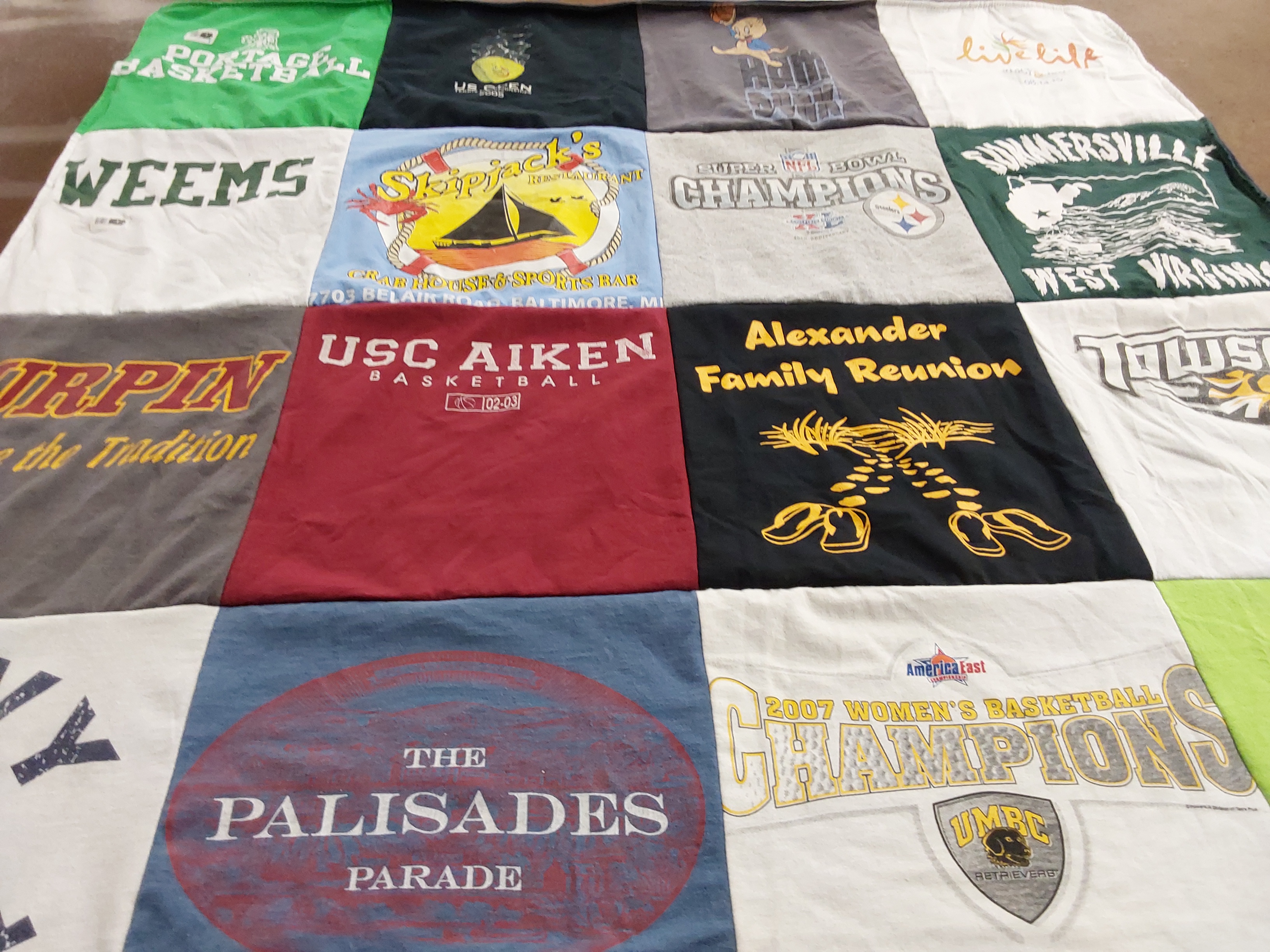 T-shirt quilt featuring umbc retrievers, usc aiken basketball by Katherine from MD
