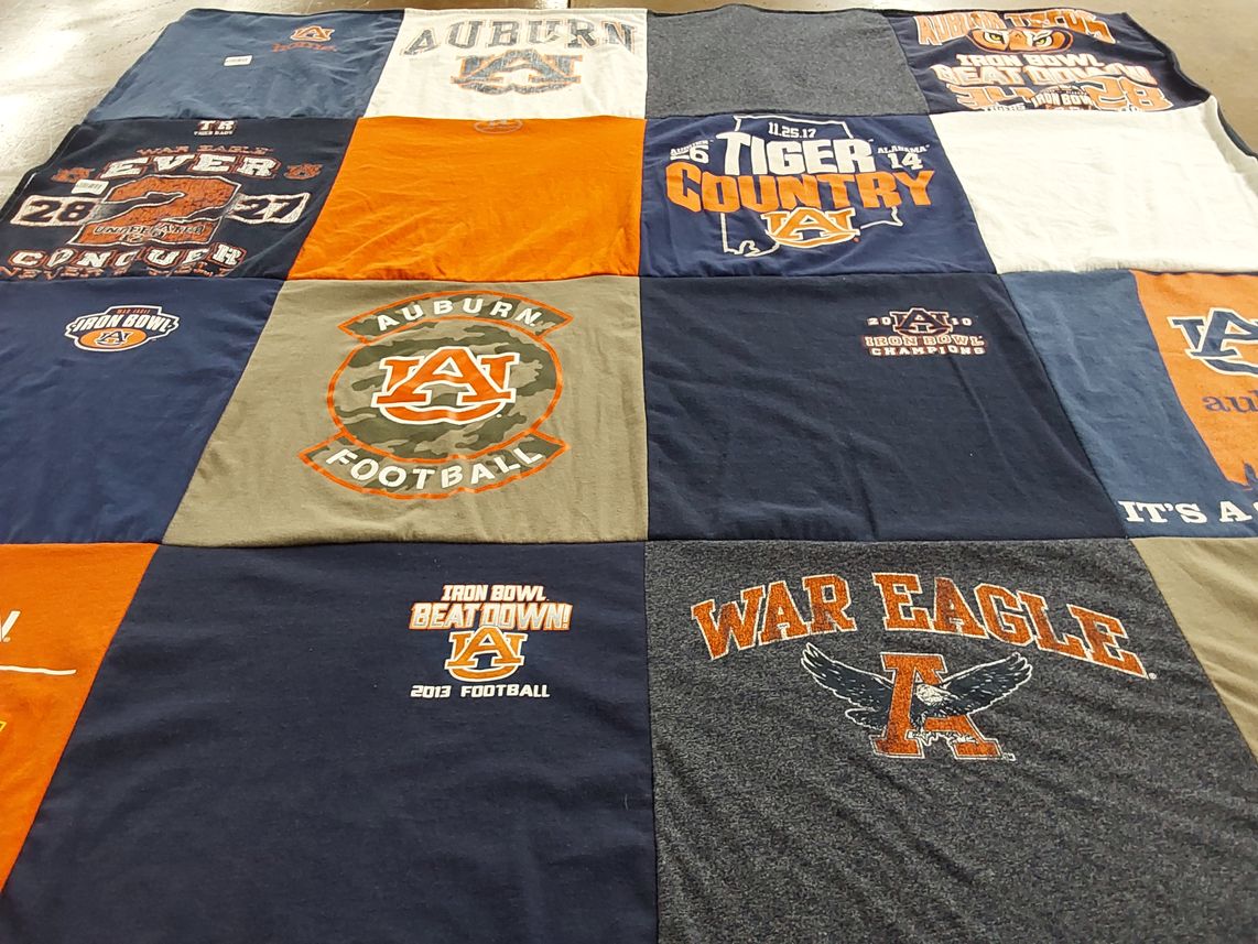 T-shirt quilt featuring auburn university football by Jeffrey from NC