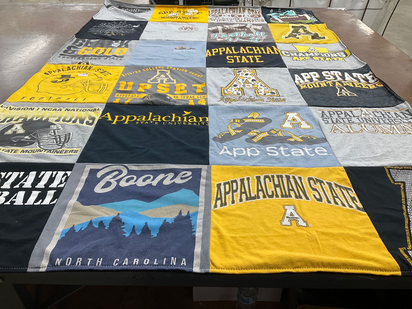 T-shirt quilt featuring appalachian state mountaineers by Heather from NC