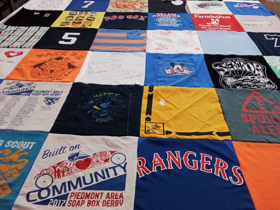 T-shirt quilt featuring rangers by Sue from VA