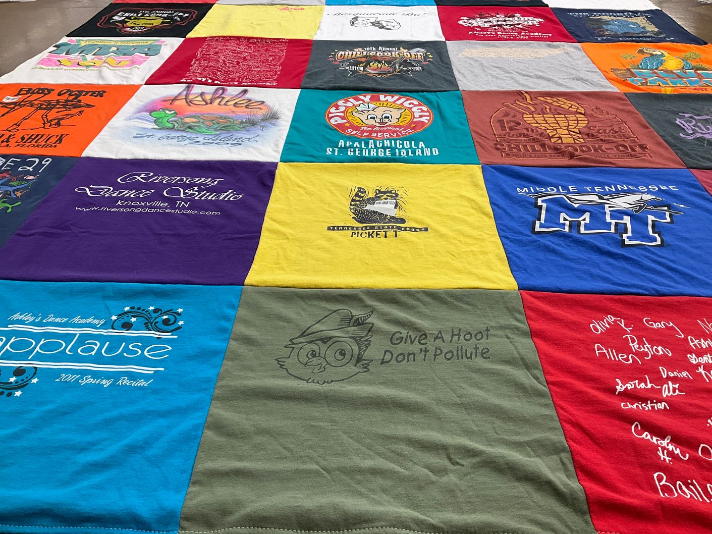T-shirt quilt from middle tennessee state university by Angie from TN