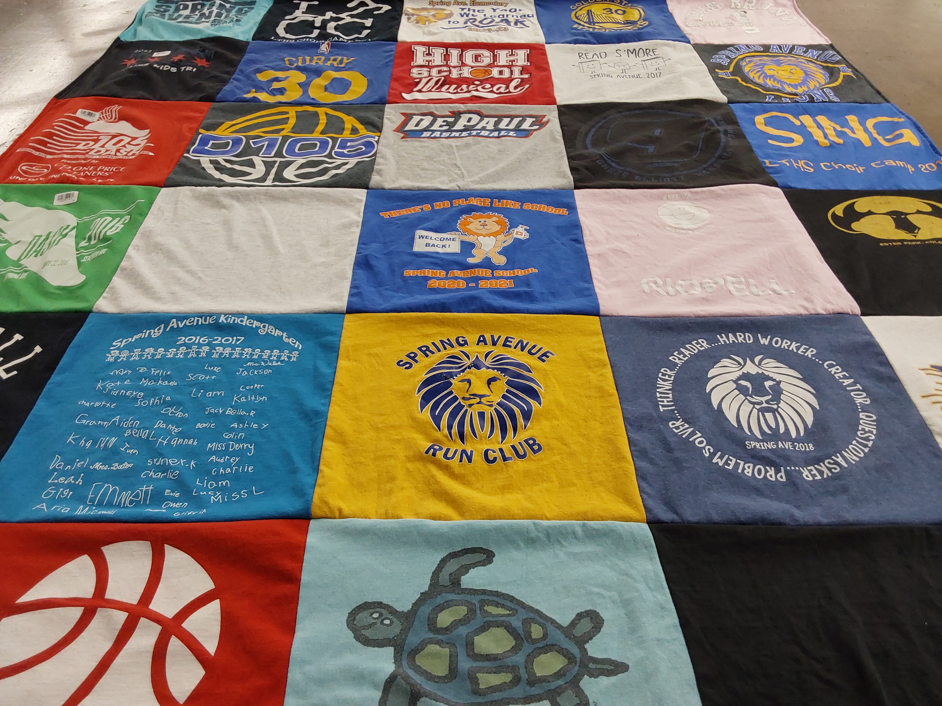 T-shirt quilt featuring spring avenue run club by Janelle from IL