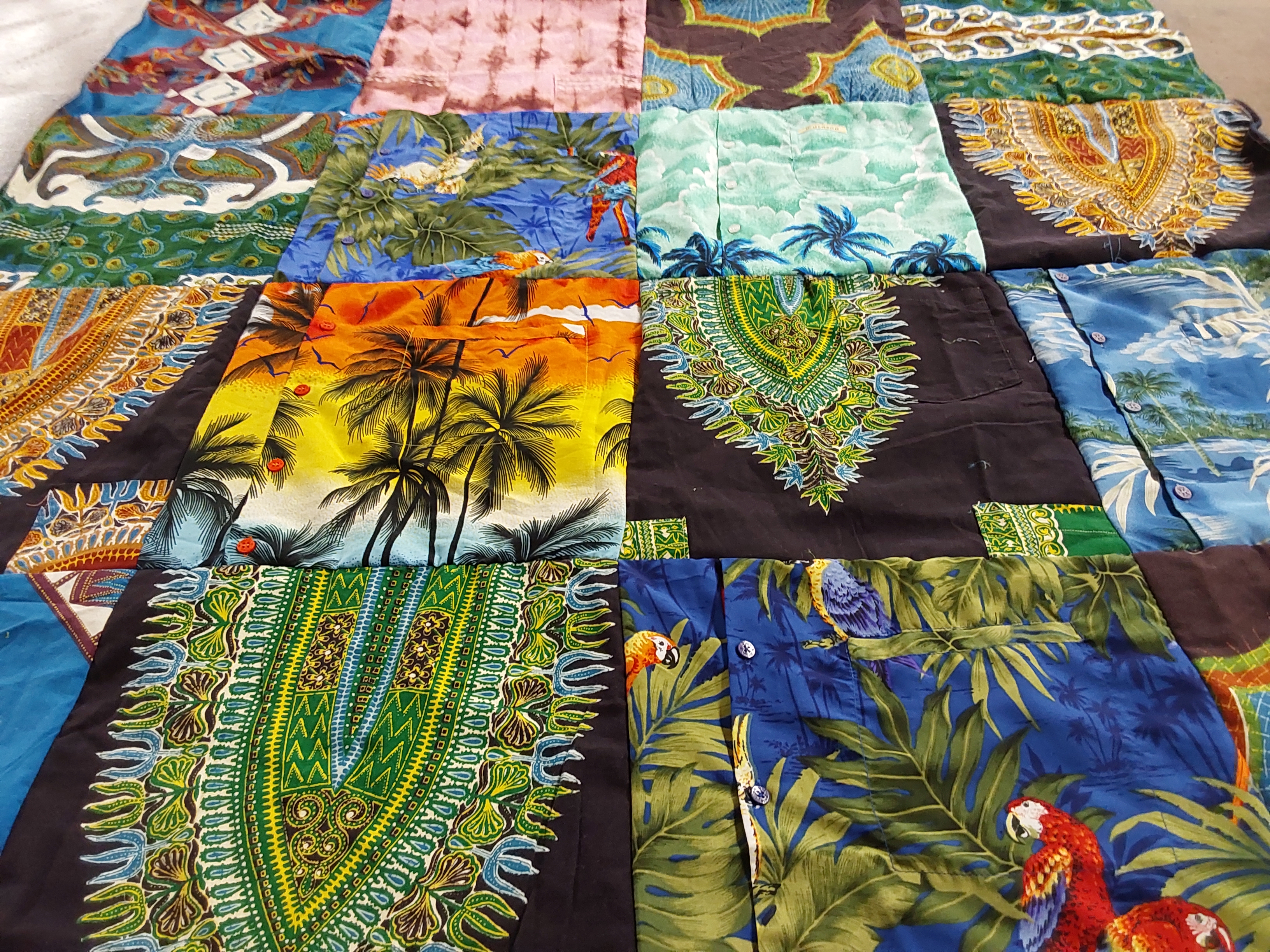 T-shirt quilt with tropical, nature themes by Lori from FL