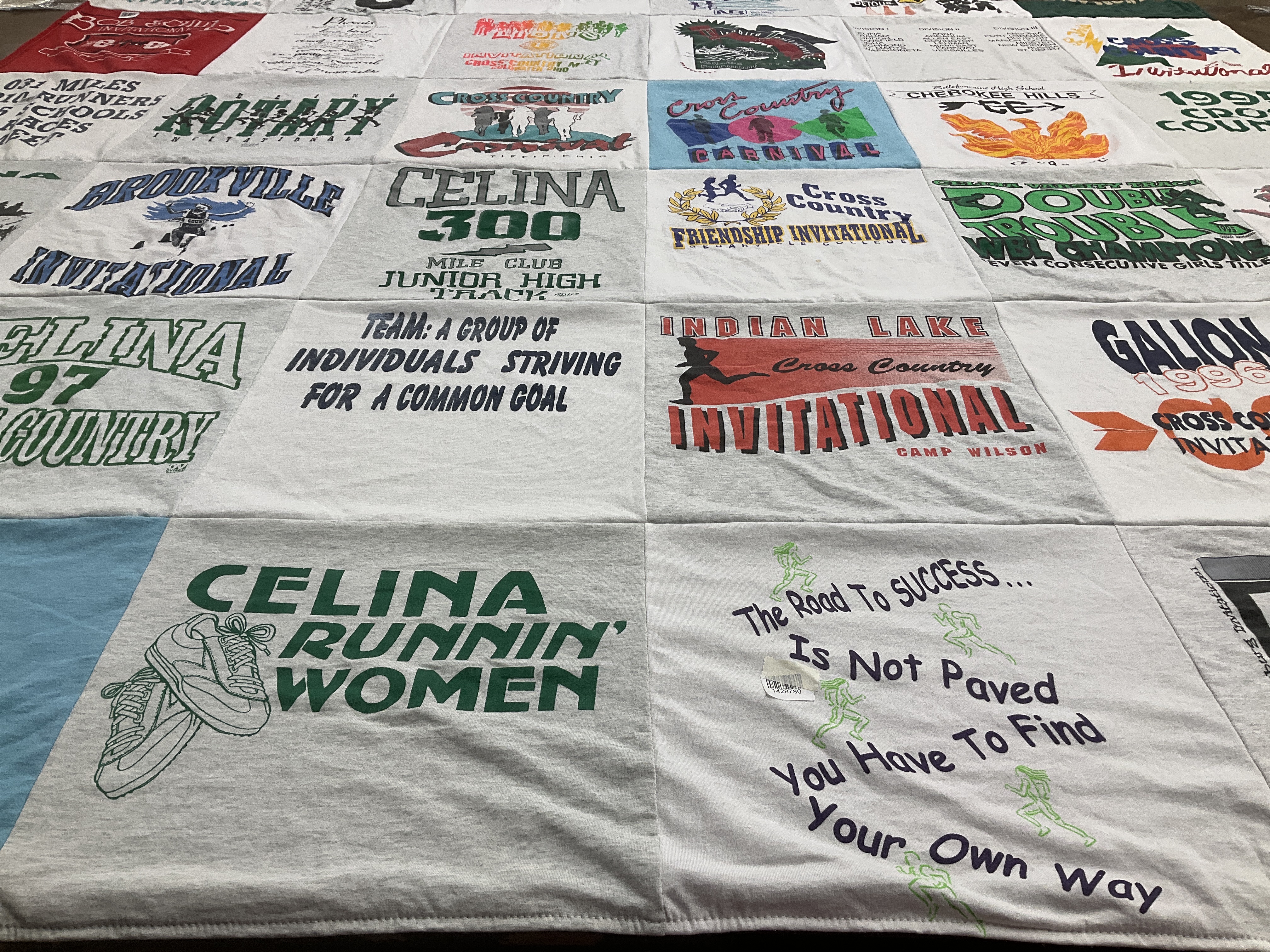 T-shirt quilt featuring celina running women by Elle from OH