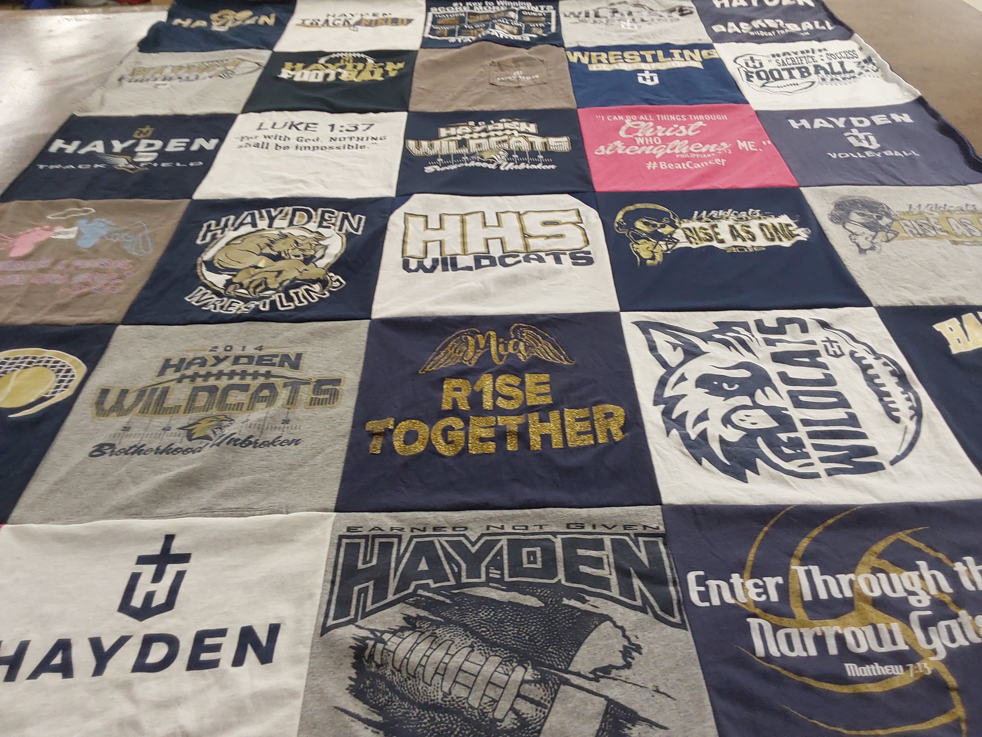 T-shirt quilt featuring hayden wildcats by Lauren from KS