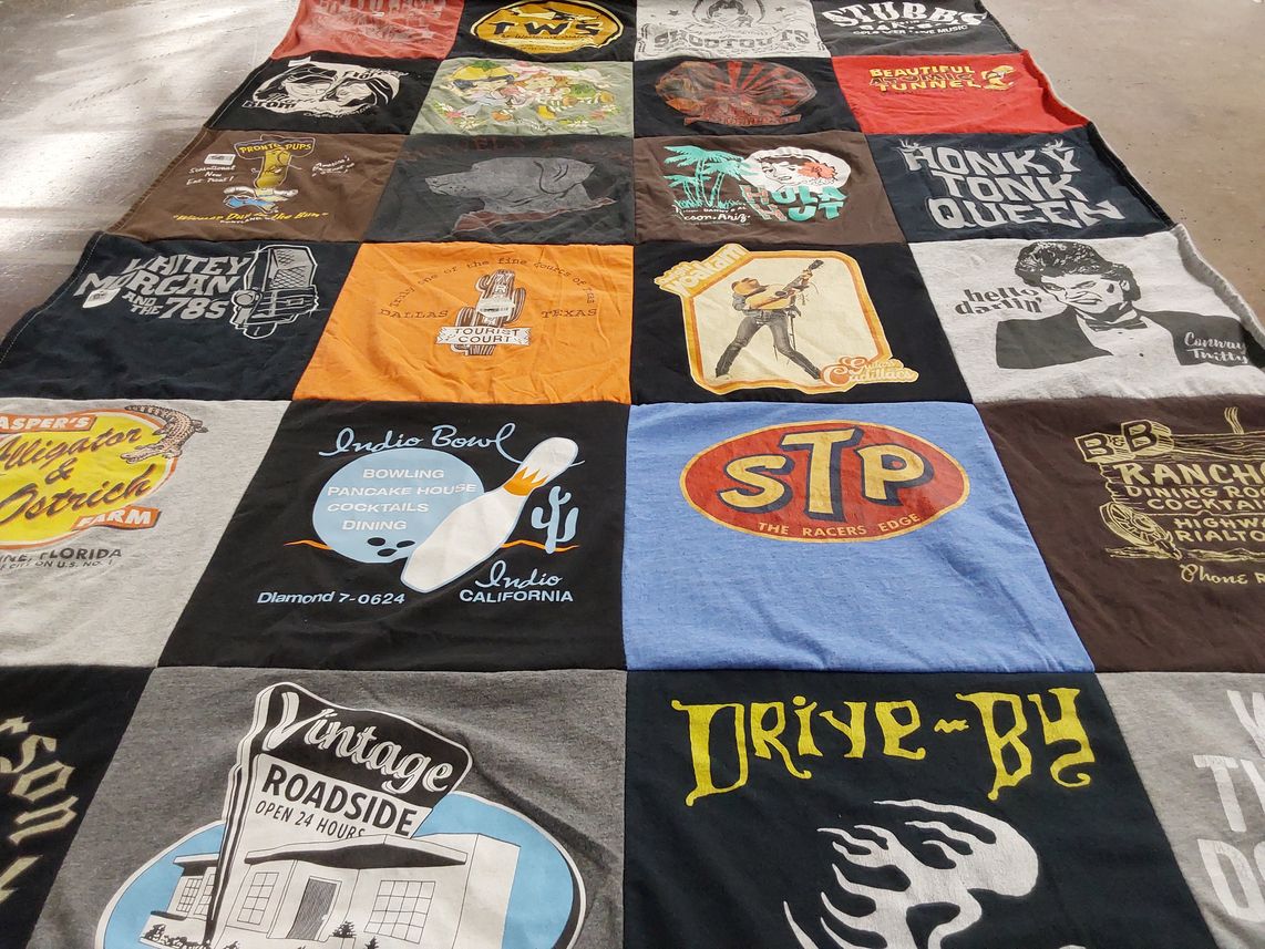 T-shirt quilt with bowling, dining themes by Robert from VA