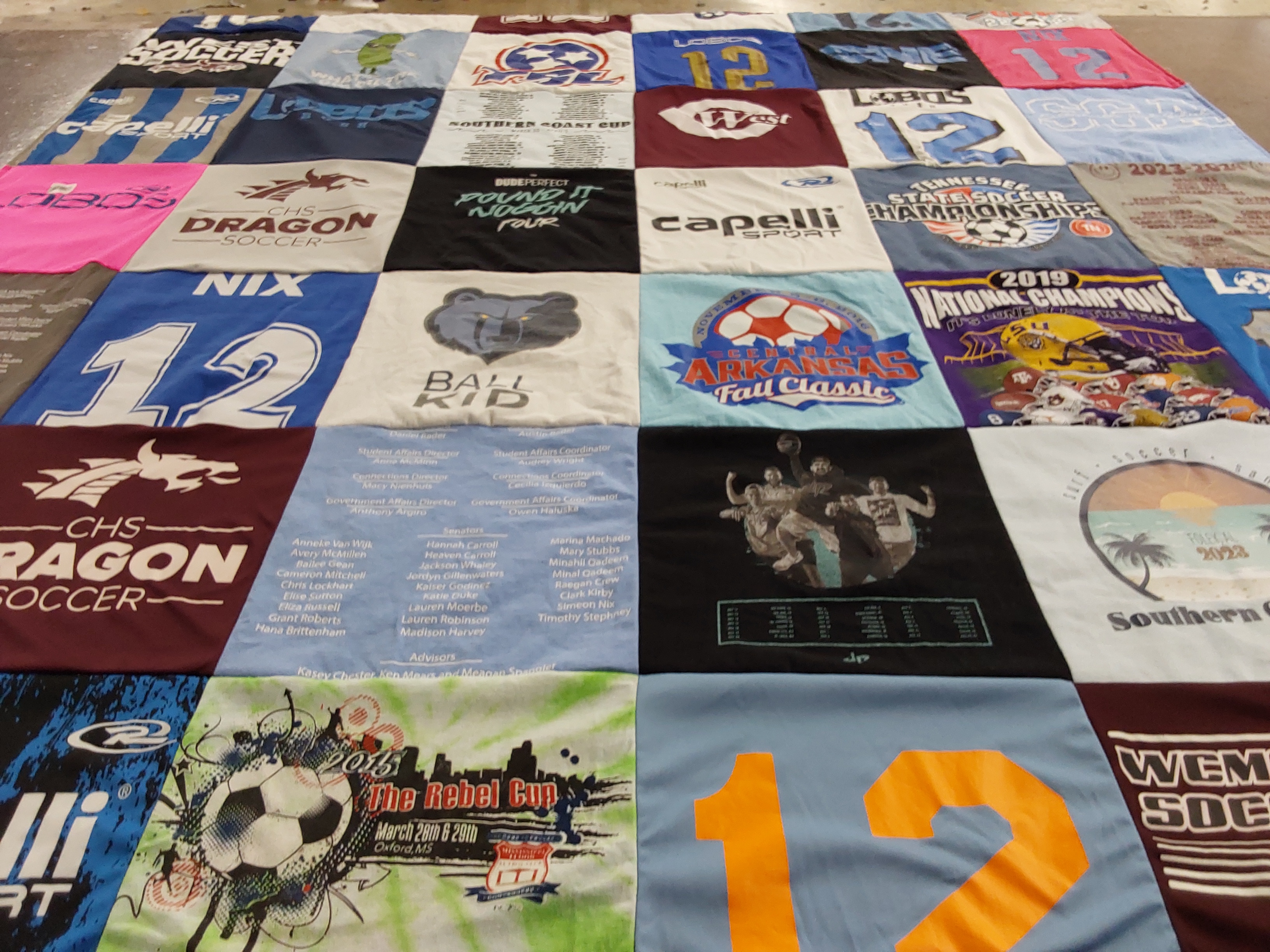 T-shirt quilt featuring dragon soccer by Allison from TN
