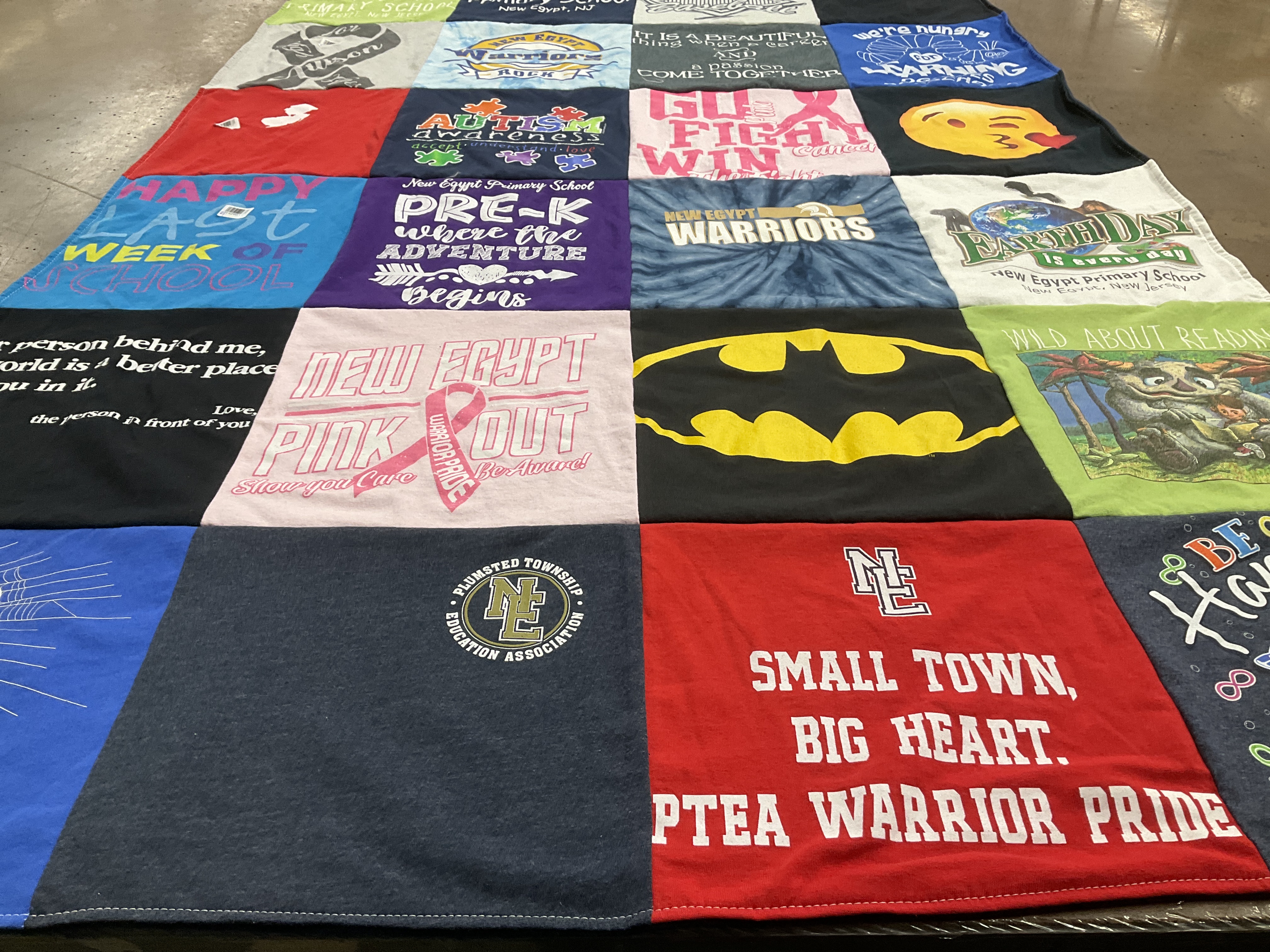 T-shirt quilt from new egypt primary school by Linda from NJ