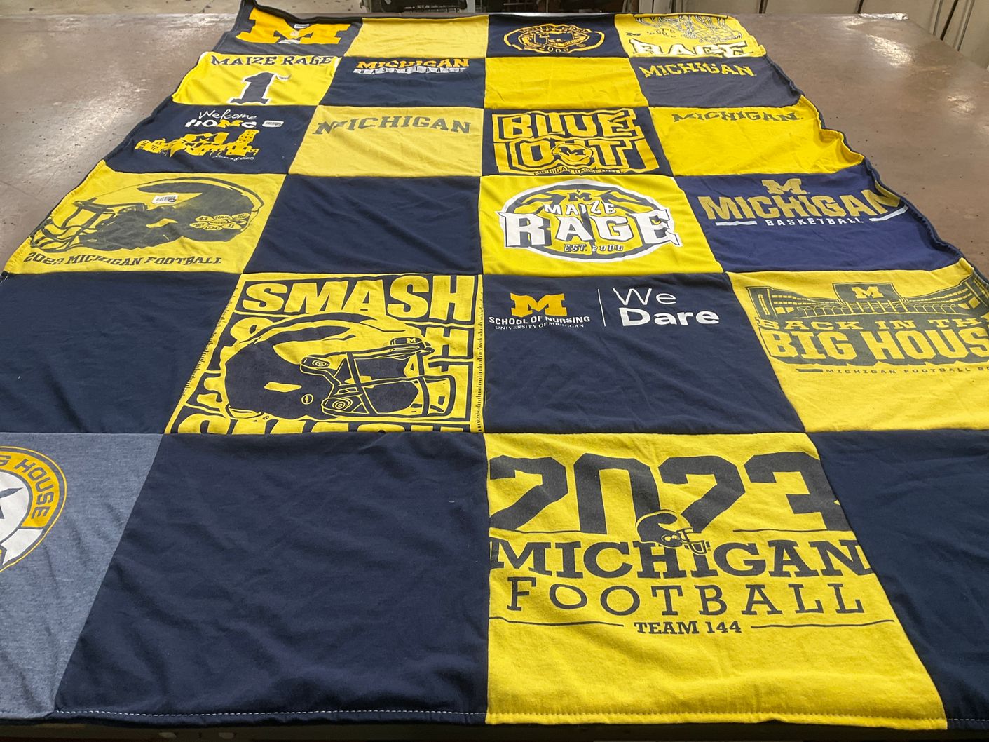 T-shirt quilt featuring university of michigan football, university of michigan basketball by Kayla from IL