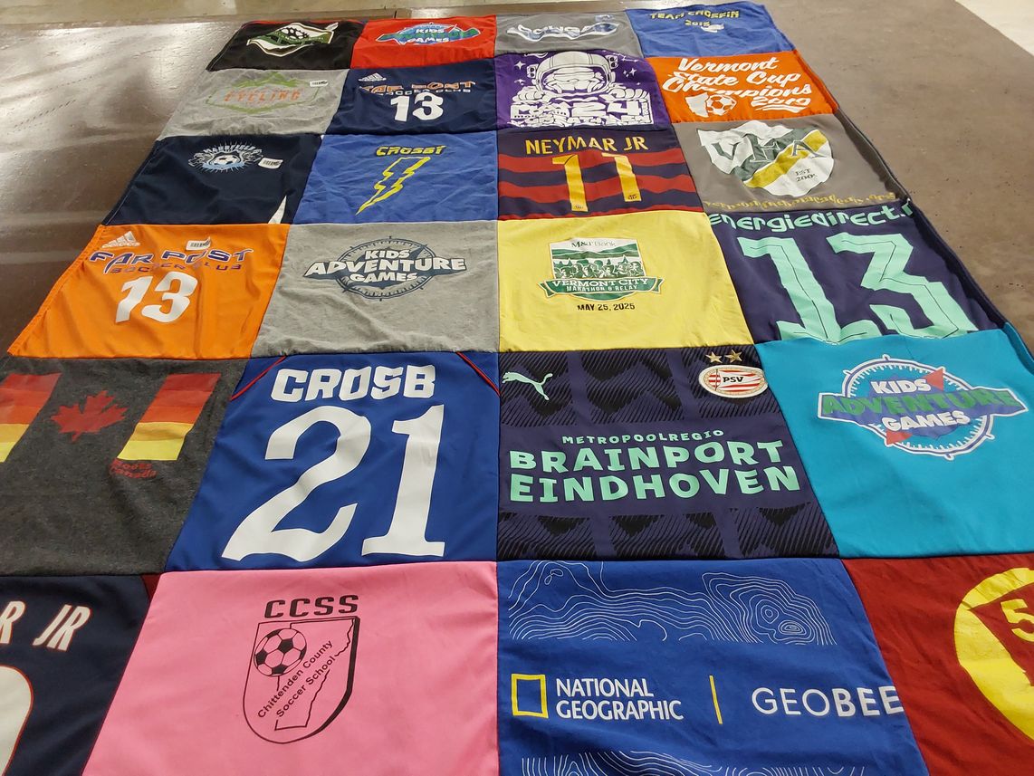 T-shirt quilt from christopher county soccer school by Marcia from VT
