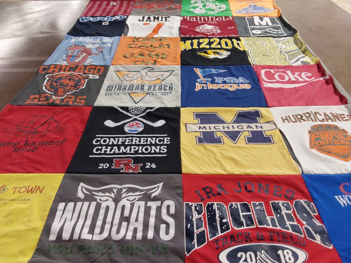 T-shirt quilt featuring chicago bears, michigan university by Kara from IL