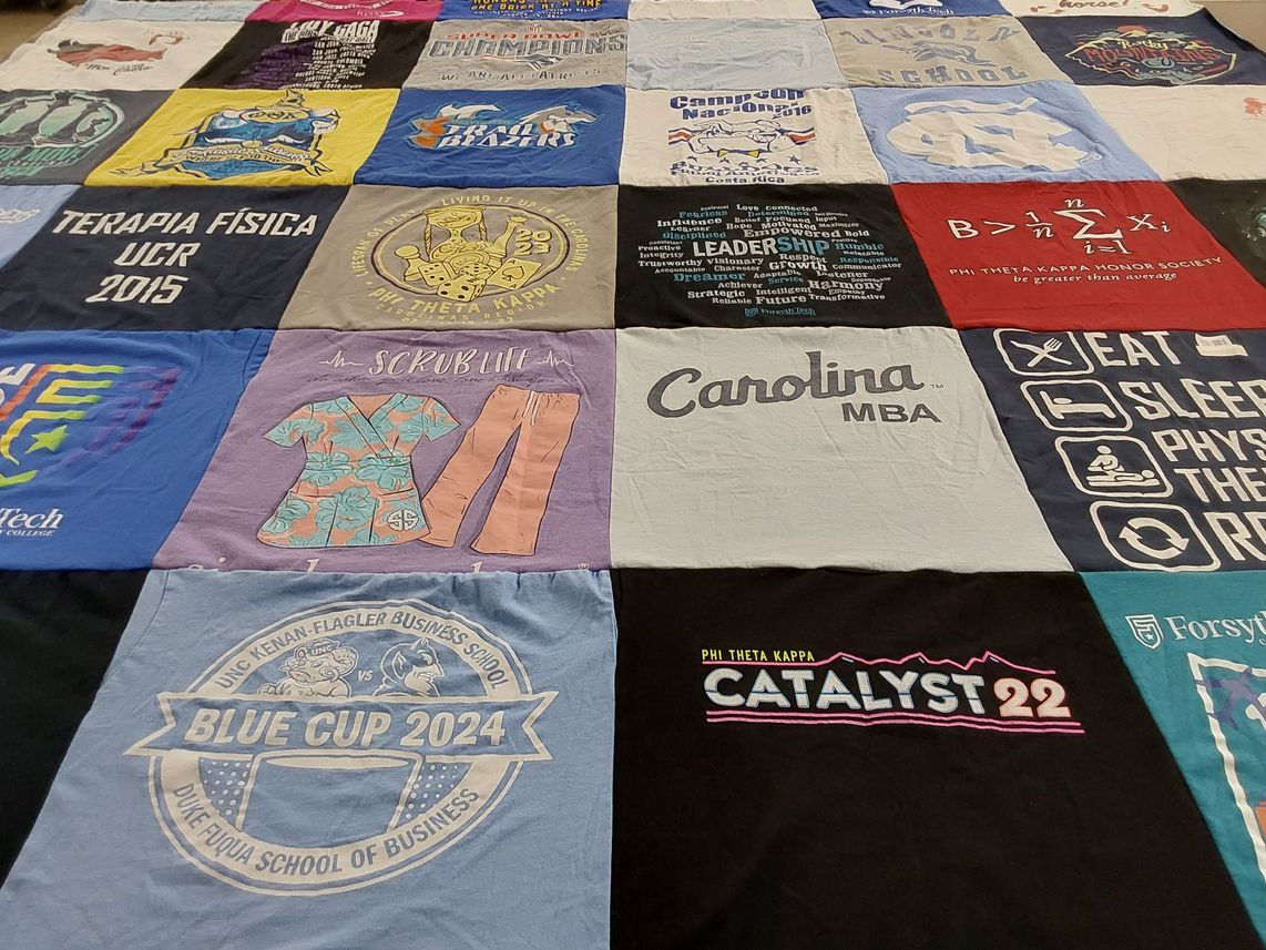 T-shirt quilt featuring unc, duke by Maria from NC