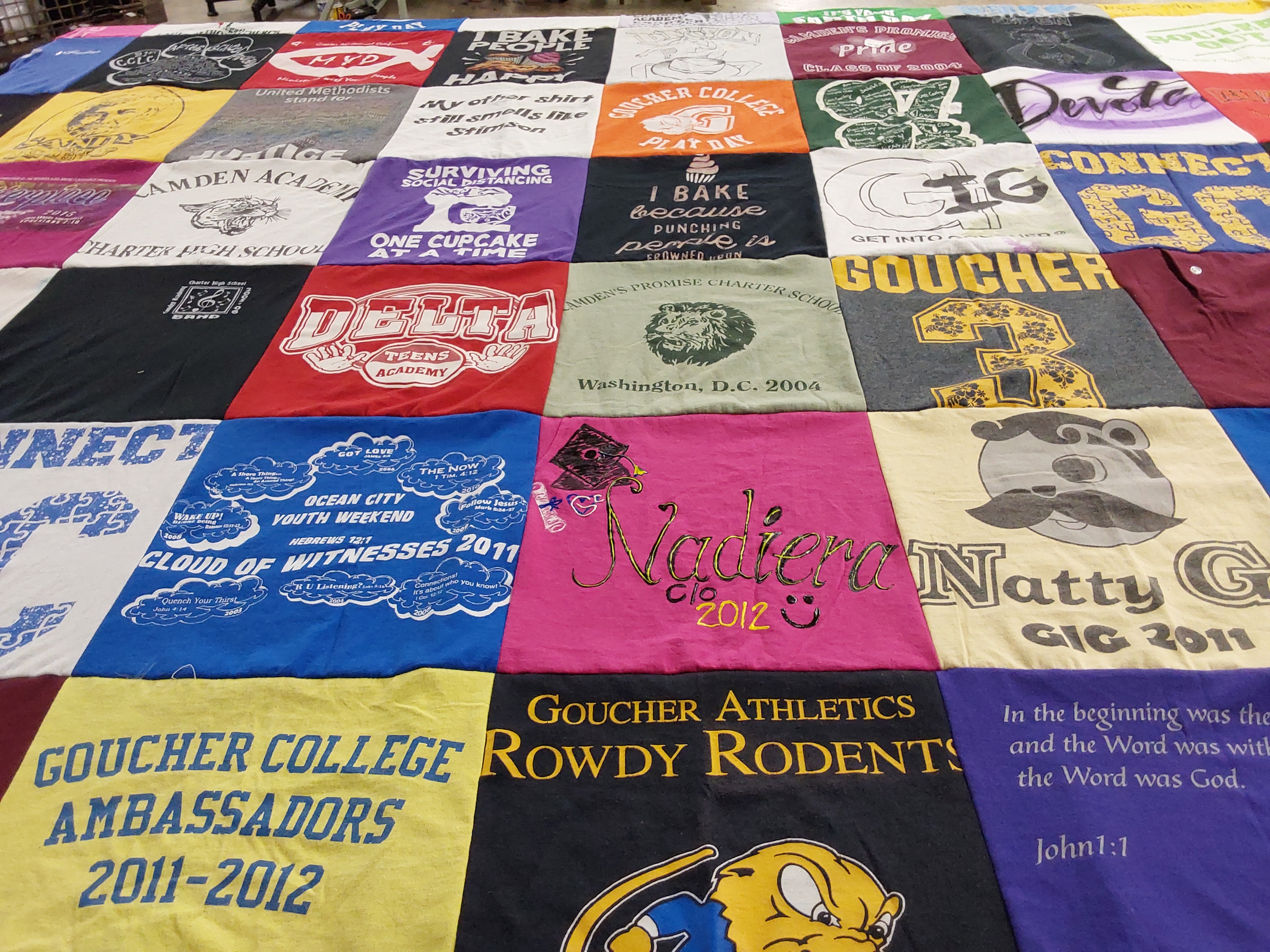 T-shirt quilt featuring goucher athletics rowdy rodents by Job from MD