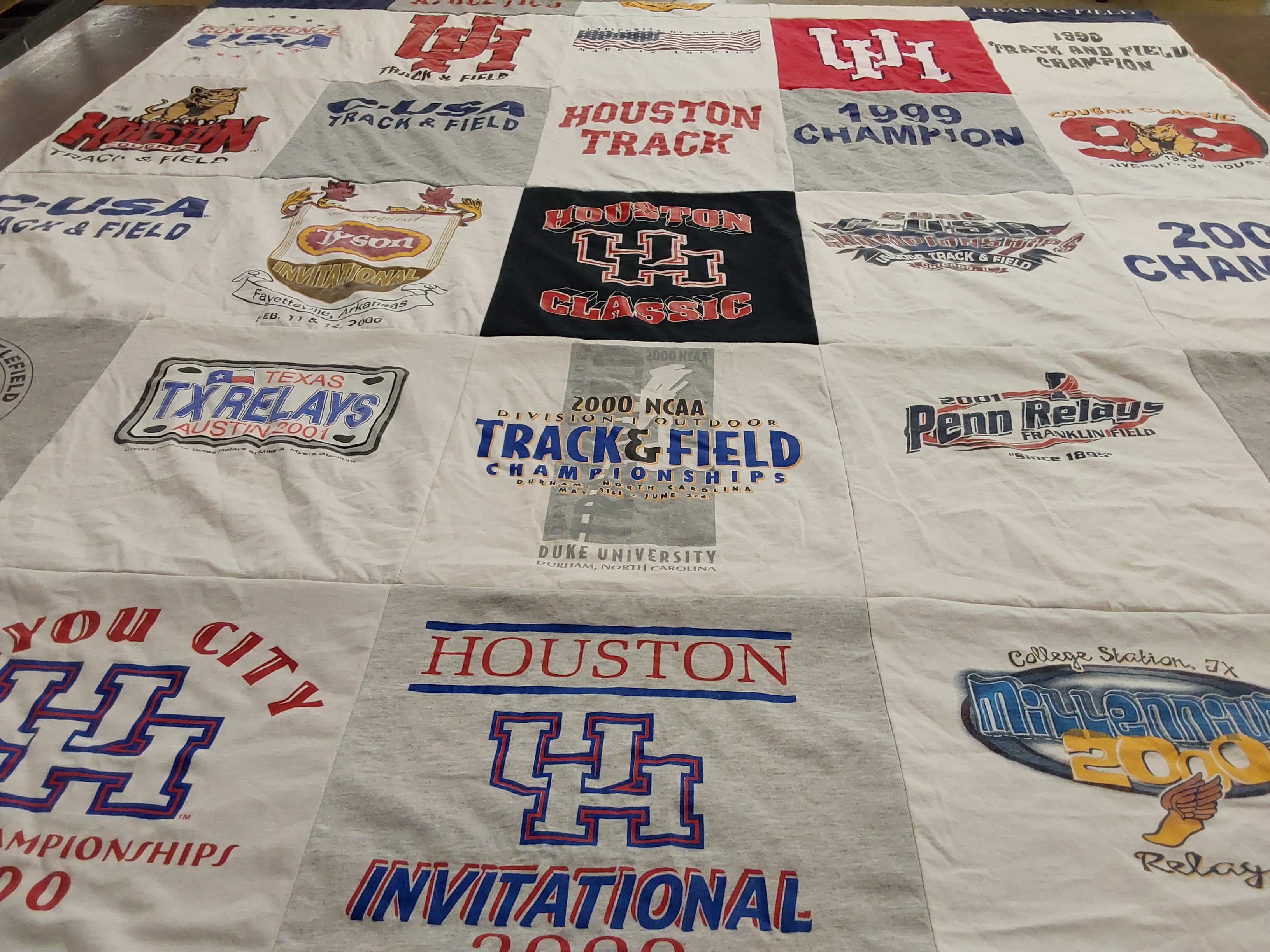 T-shirt quilt featuring university of houston track and field by Jeffrey from TX
