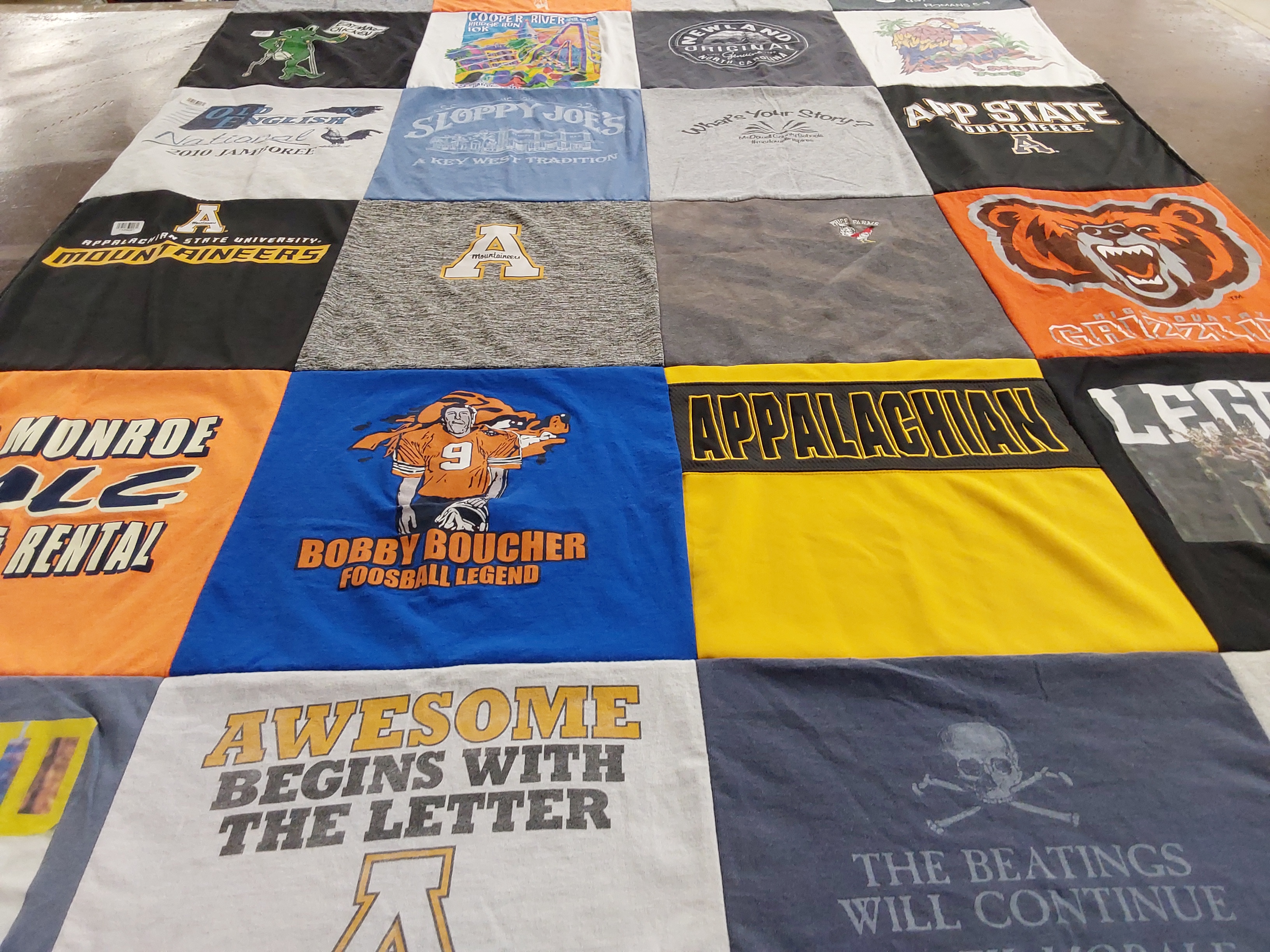 T-shirt quilt featuring appalachian state mountaineers by Amy from NC
