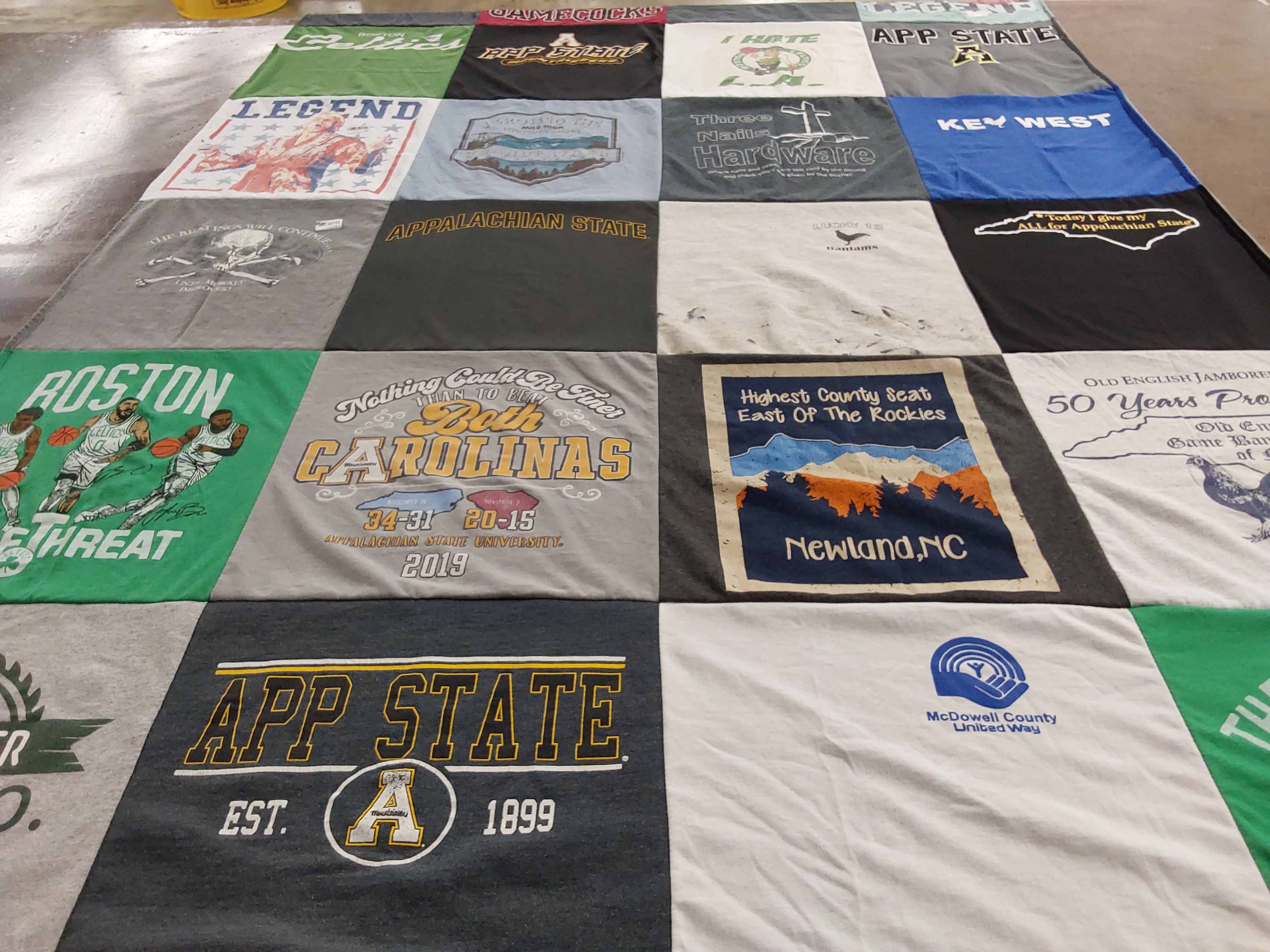 T-shirt quilt featuring appalachian state university basketball team by Amy from NC