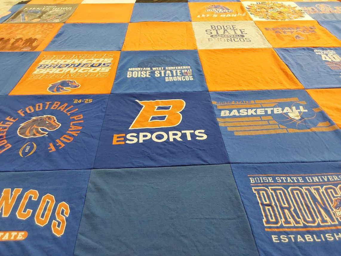 T-shirt quilt featuring boise state broncos by Jill from ID