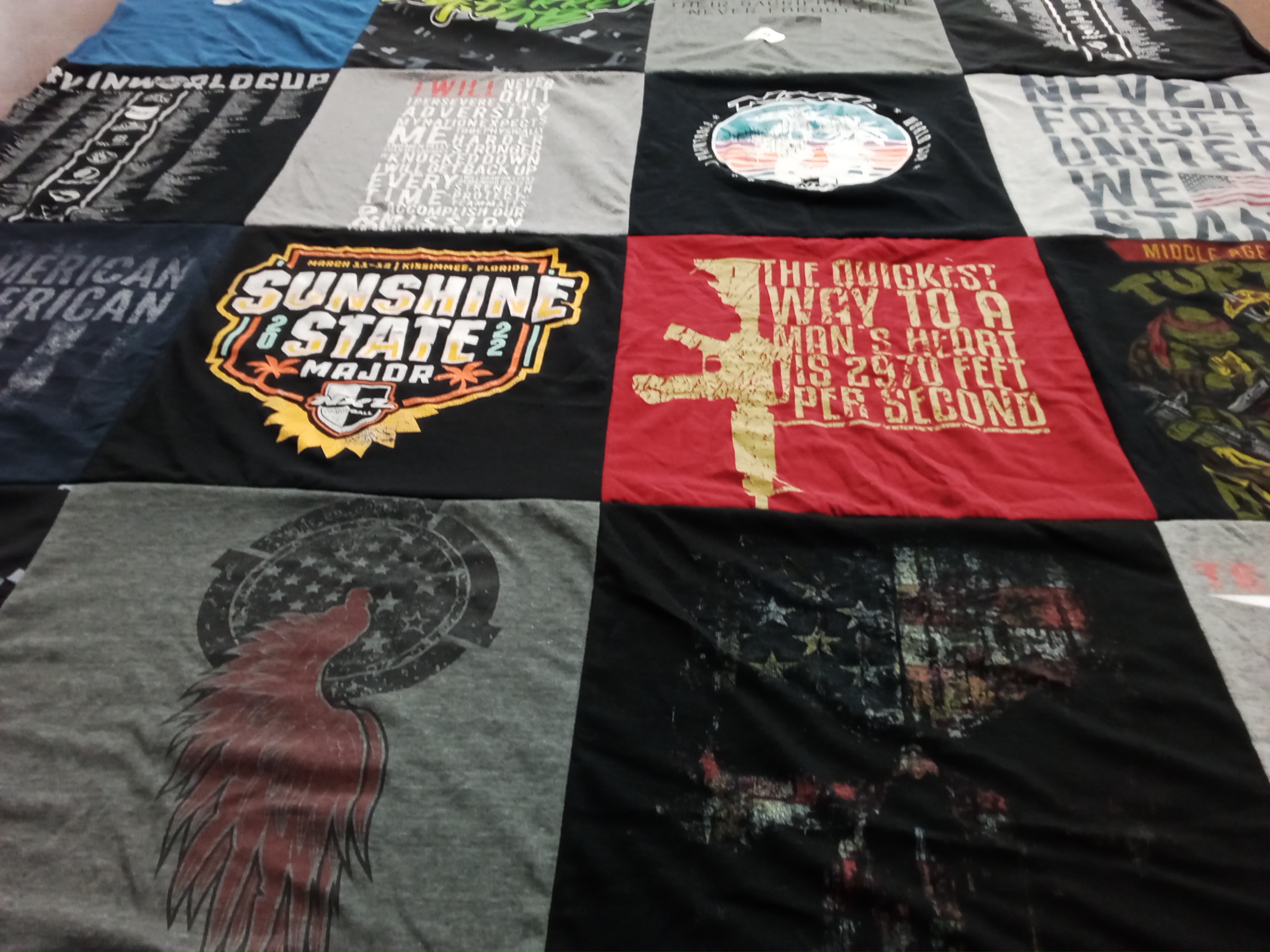 T-shirt quilt with sports, tournaments themes by Daniel from ME